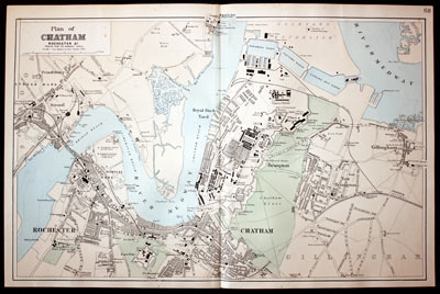 Plan of Chatham, Kent by John Bartholomew c.1883