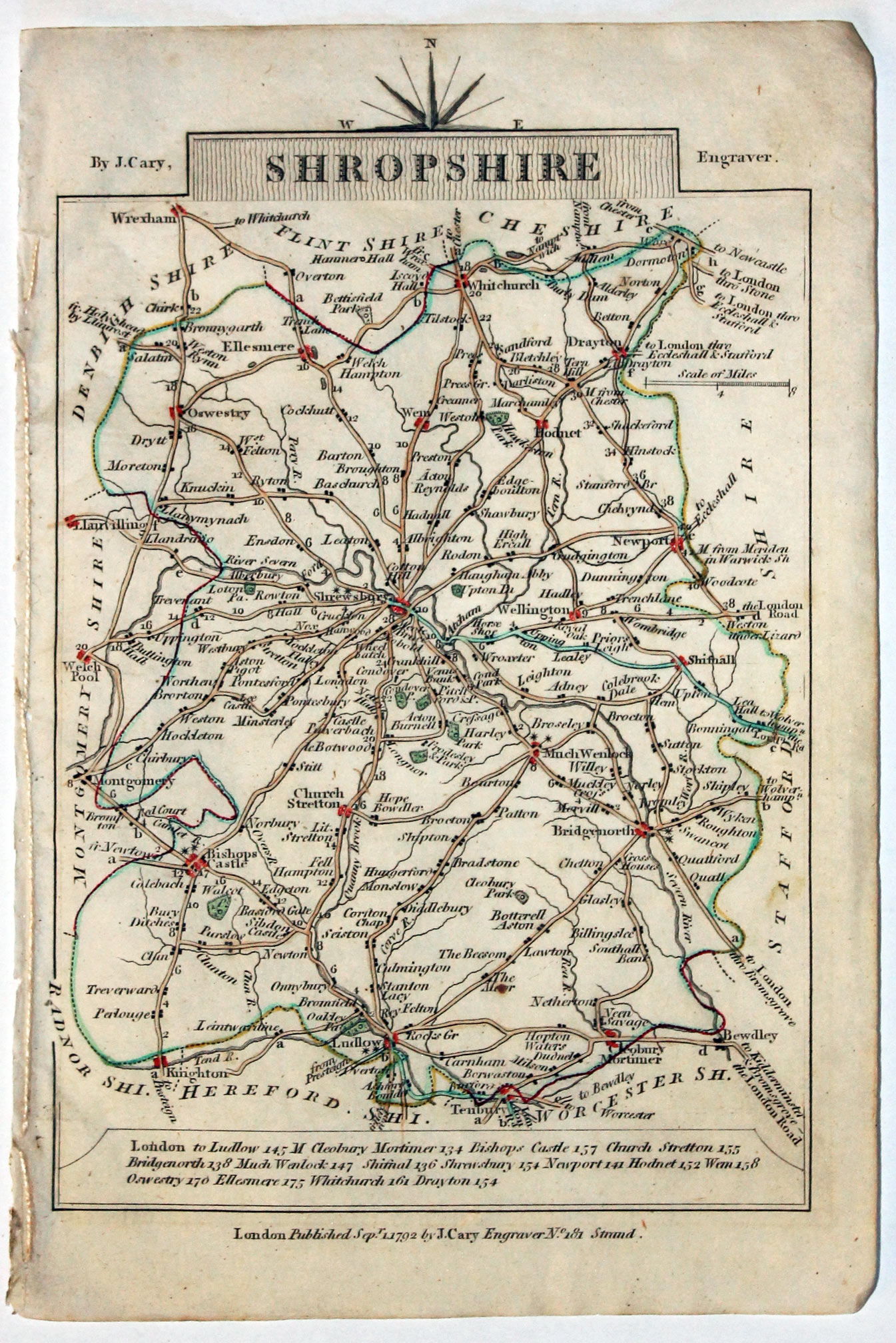 Map of Shropshire, John Cary, 1792  Map of Shropshire, John Cary, 1792