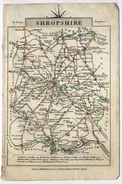 Map of Shropshire, John Cary, 1792