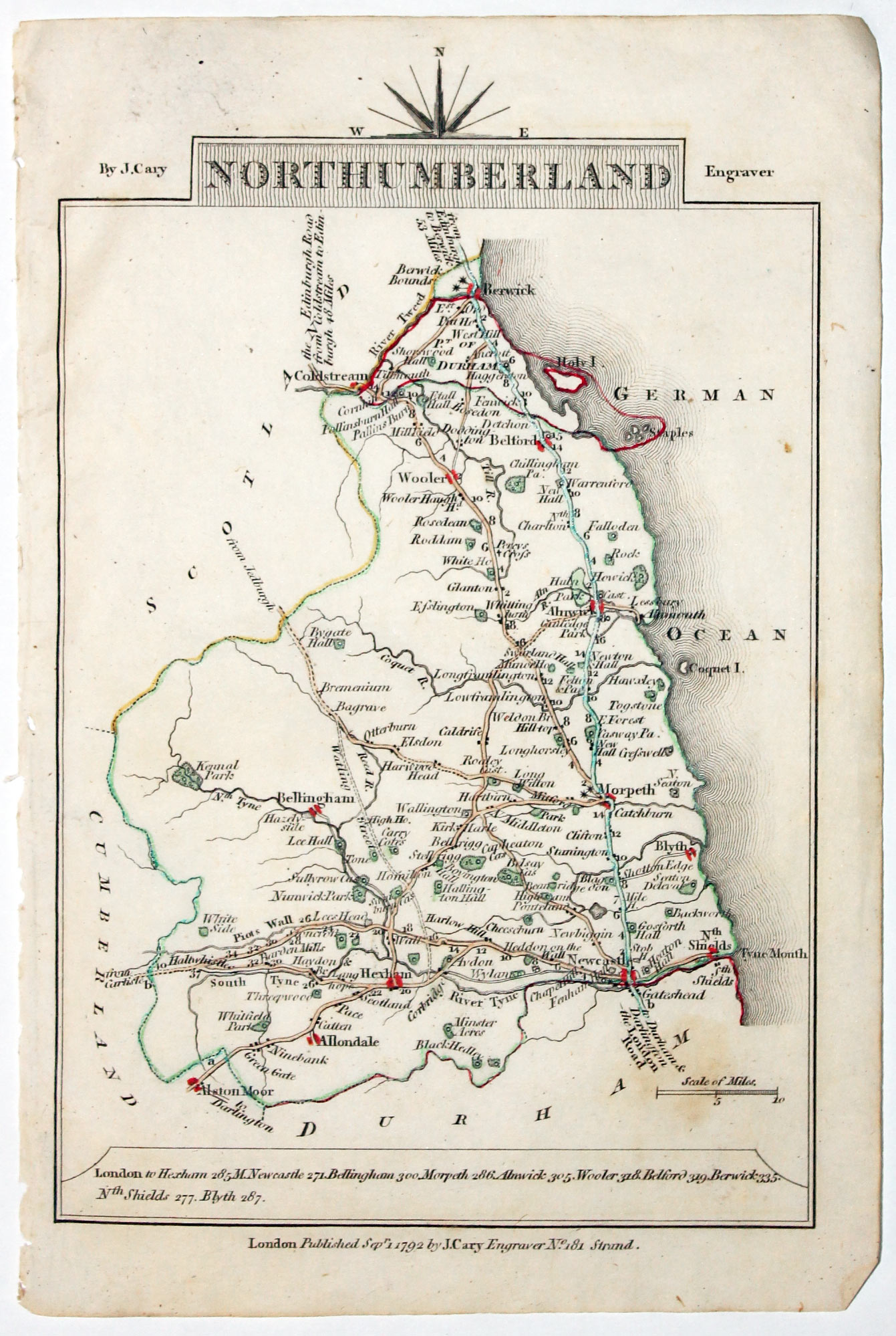 Map of Northumberland, John Cary 1792  Map of Northumberland, John Cary 1792