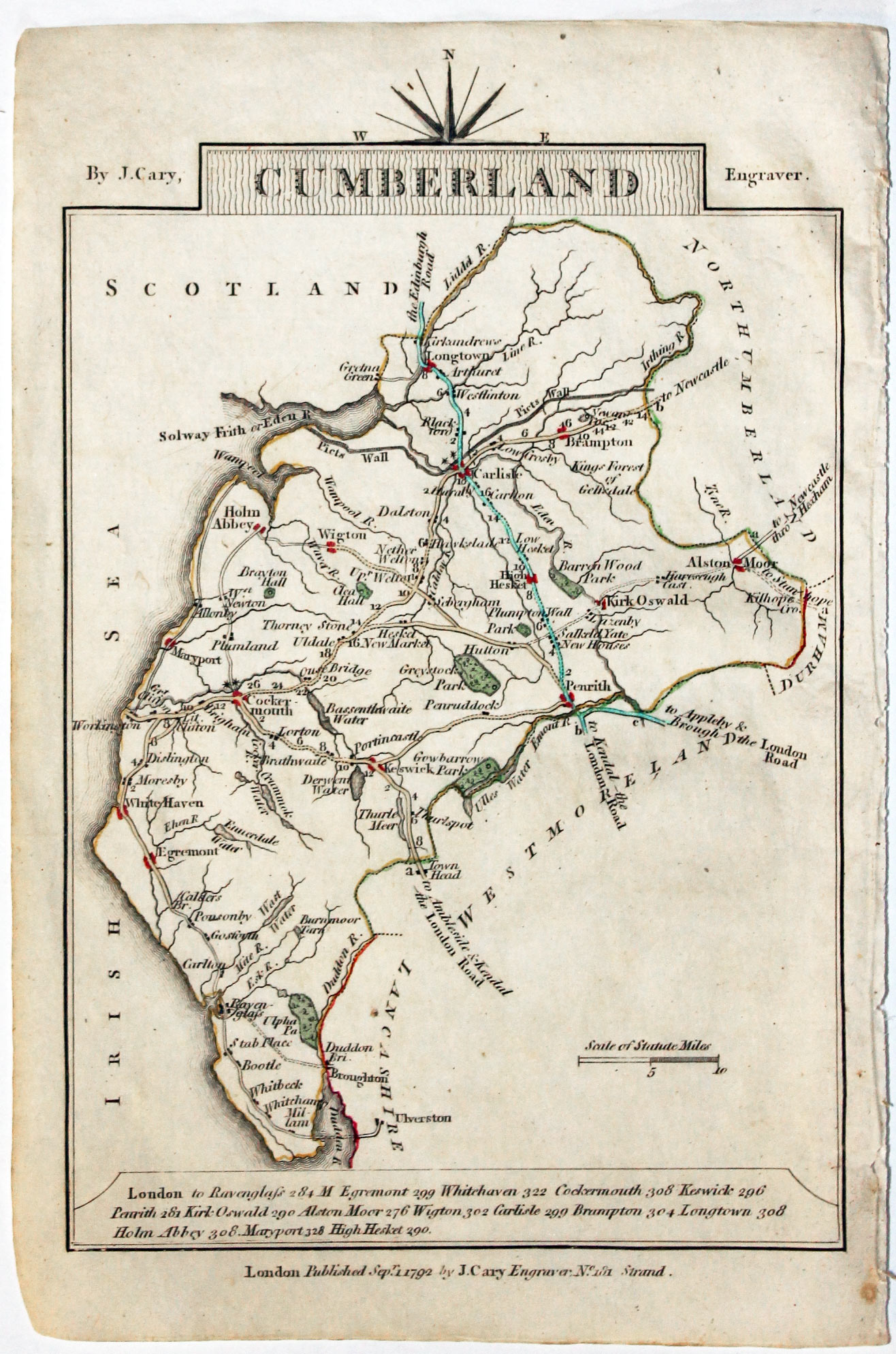 Map of Cumberland, John Cary, 1792  Map of Cumberland, John Cary, 1792
