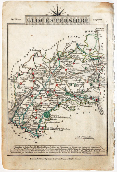 Map of Gloucestershire, John Cary, 1792