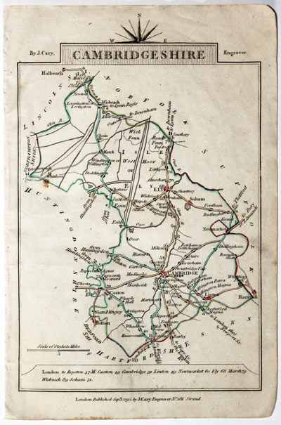  Map of Cambridgeshire, John Cary, 1792 