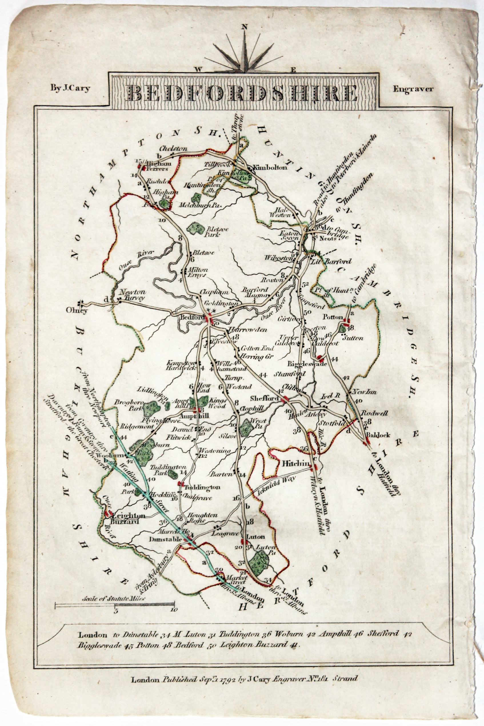 Antique County Maps of Bedfordshire - Richard Nicholson
