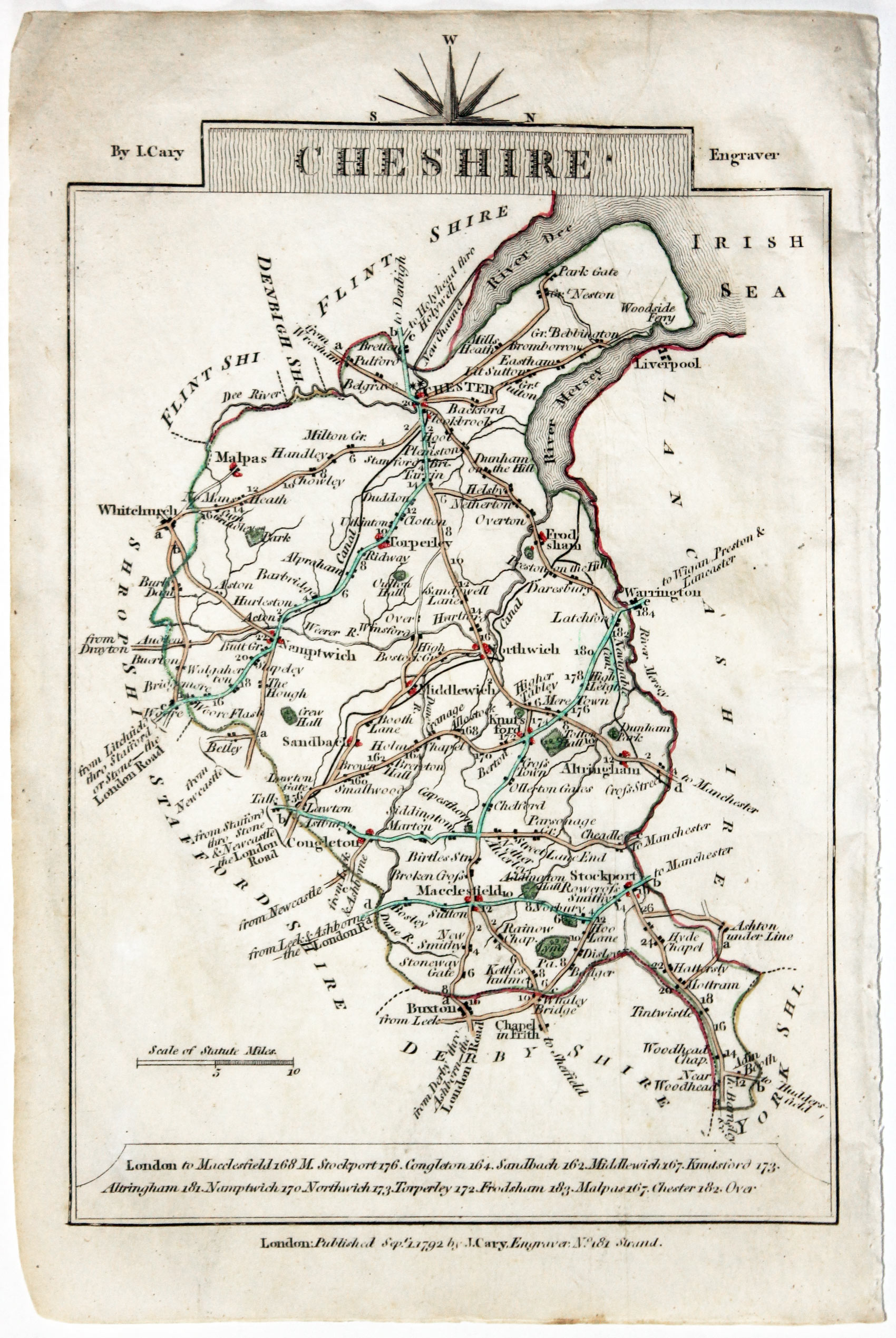 Map of Cheshire, John Cary, 1792  Map of Cheshire, John Cary, 1792