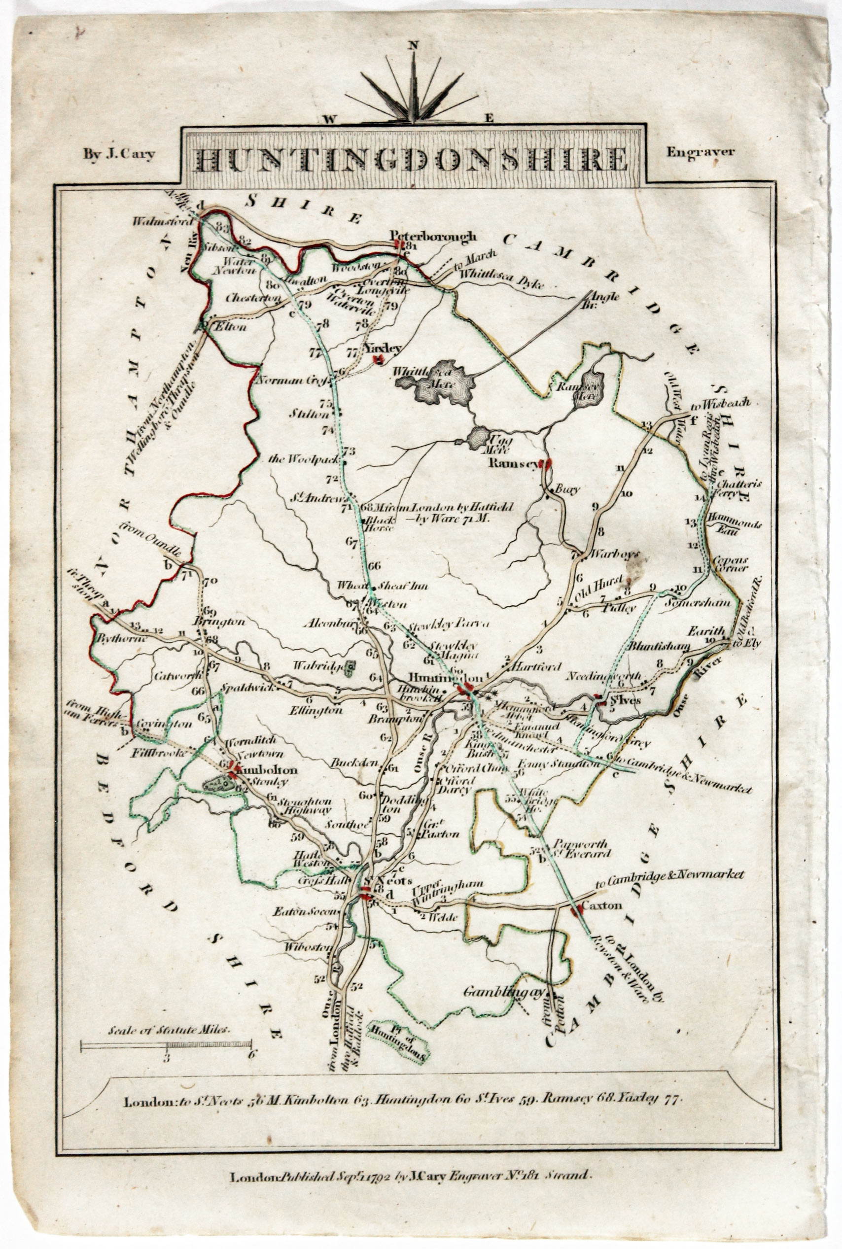 Map of Hertfordshire John Cary, 1792  Map of Hertfordshire John Cary, 1792