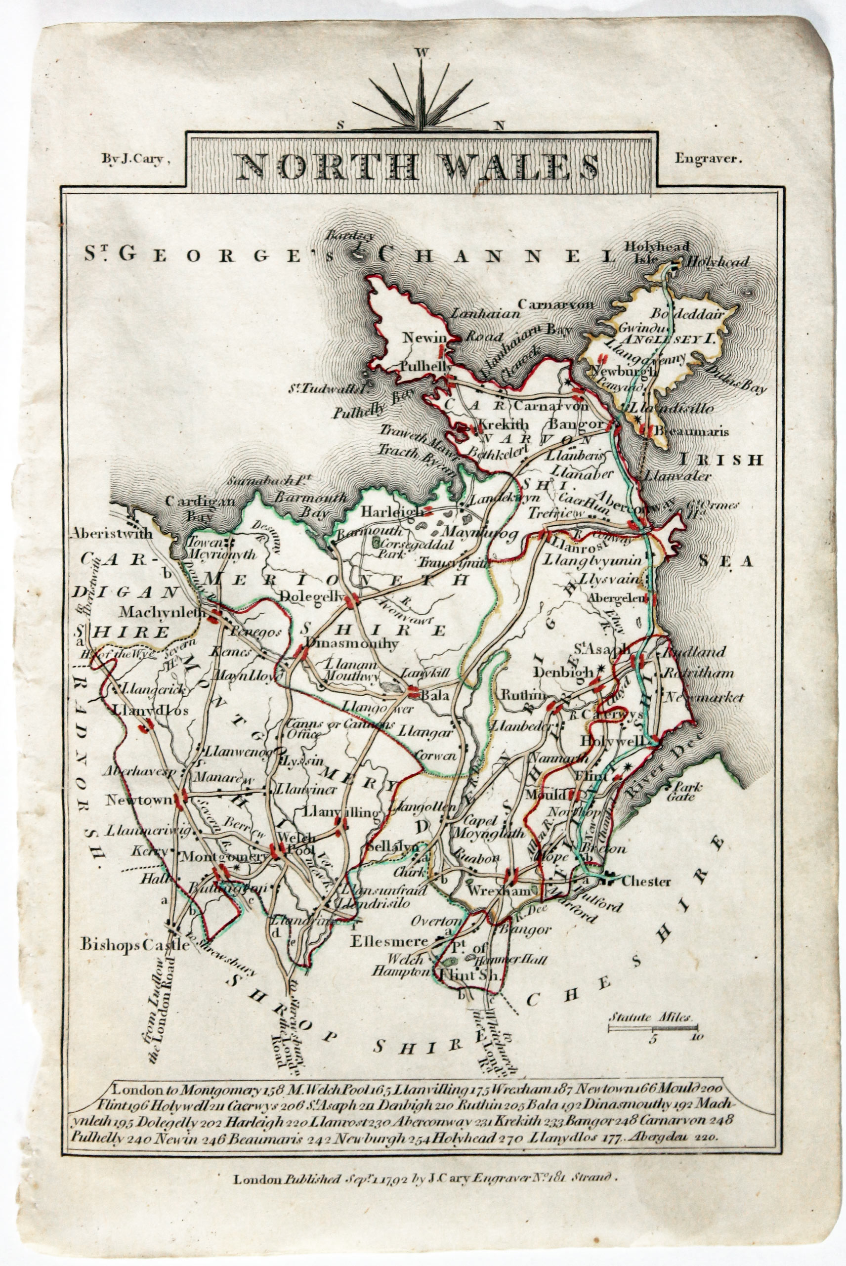 Map of North Wales John Cary, 1792