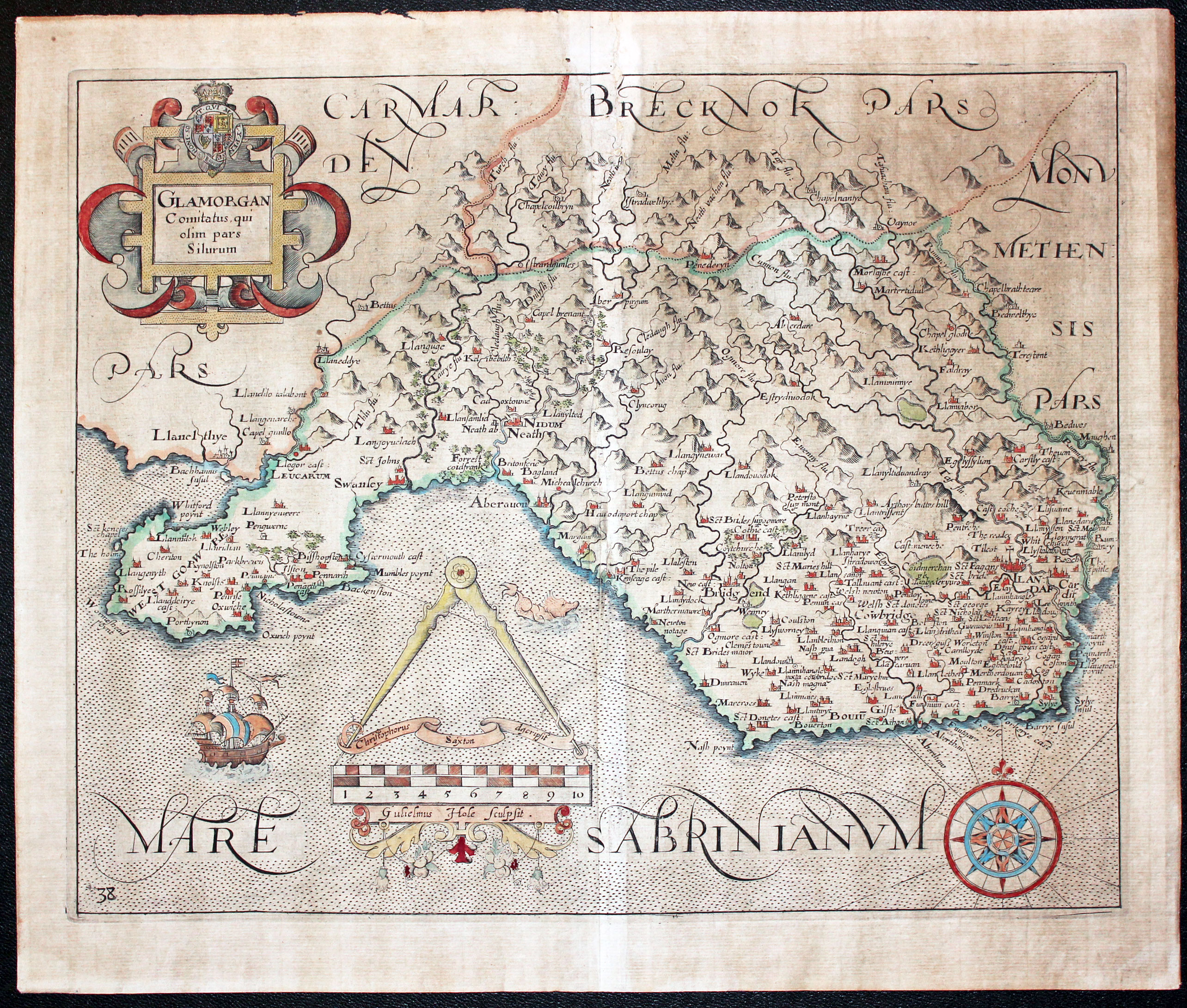 Map of Glamorganshire by William Hole 1637  Map of Glamorganshire by William Hole 1637