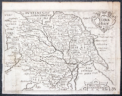 Map of Yorkshire by Pieter van den Keere verso
