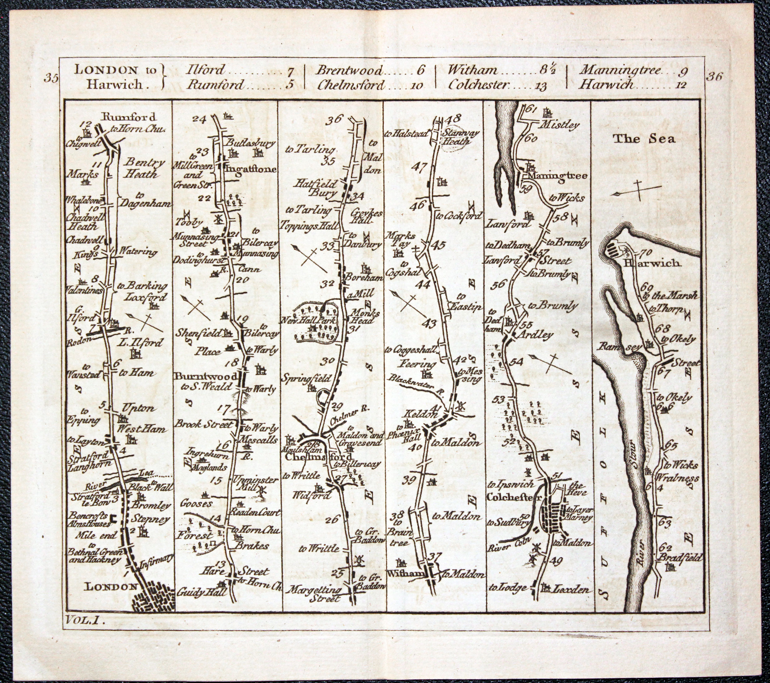 Road from London to Harwich by Carrington Bowles 1785  Road from London to Harwich by Carrington Bowles 1785