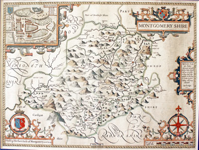  Map of Mongomeryshire by John Speed, First Edition 1611 