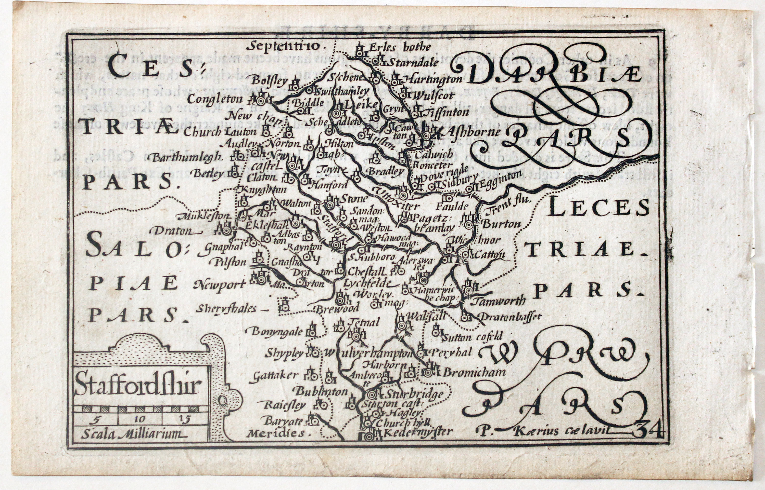 Staffordshire by Pieter van den Keere, c.1627