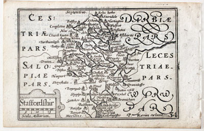 Staffordshire by Pieter van den Keere, c.1627