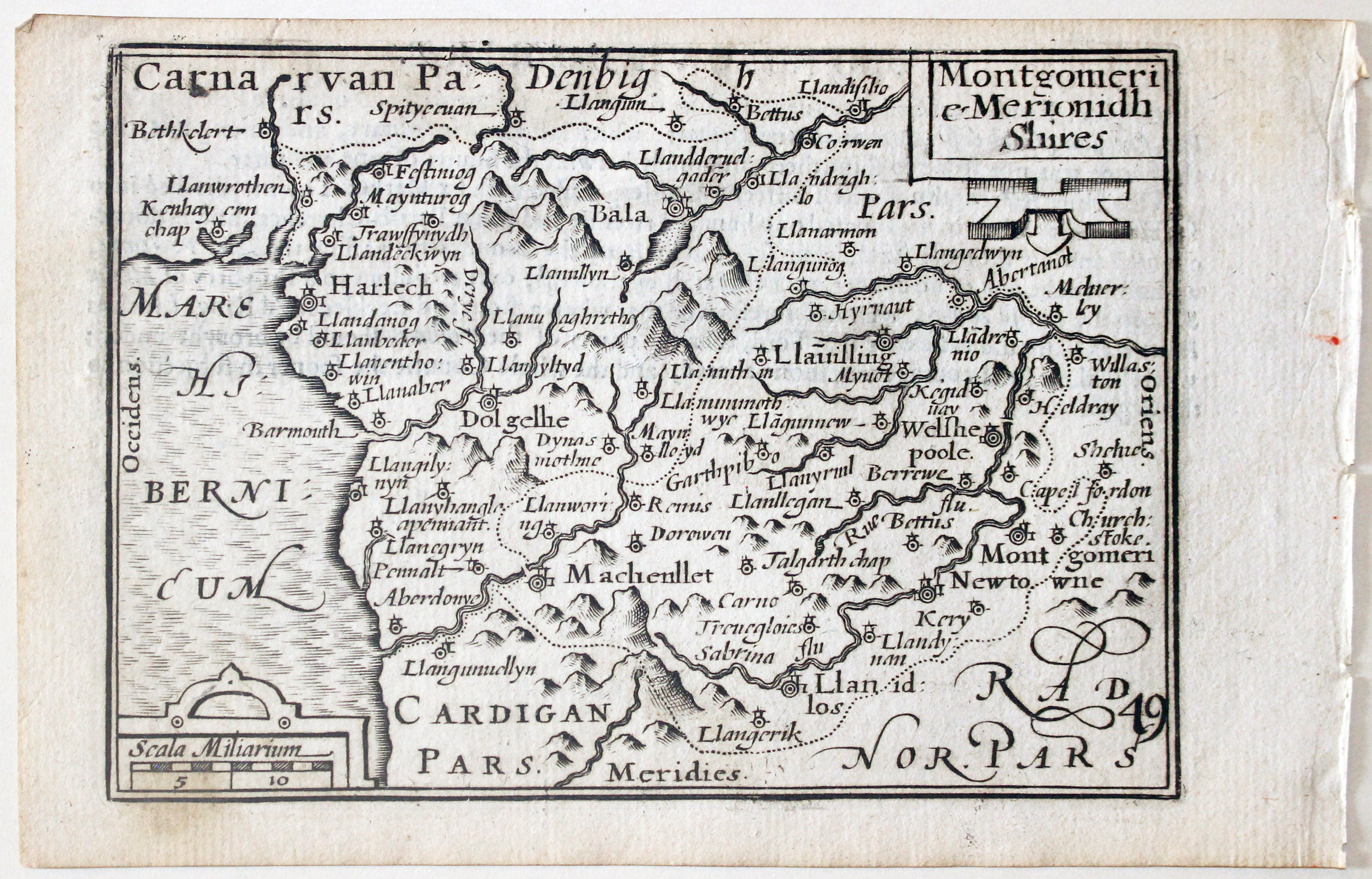 Montgomeryshire and Merionethshire by Pieter van den Keere, c.1627