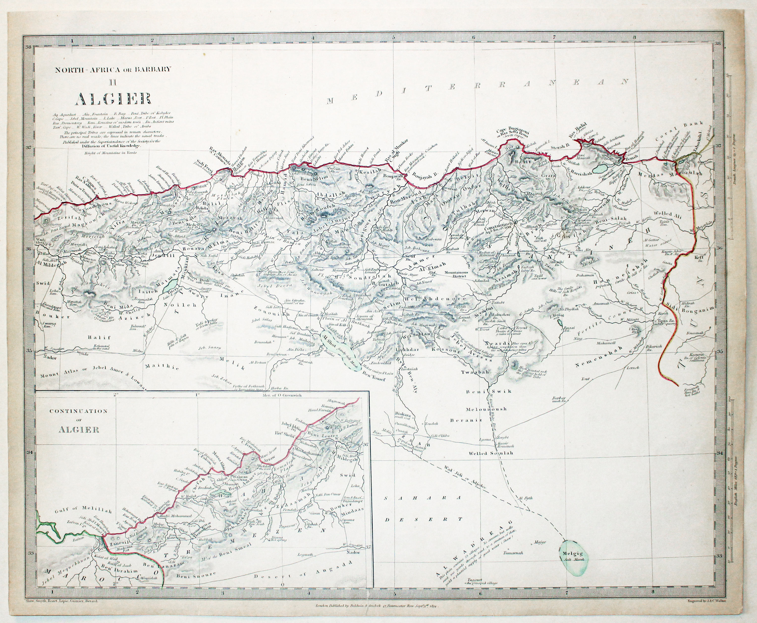Algeria  and Barbary Coast, S.D.U.K. c.1837  Algeria  and Barbary Coast, S.D.U.K. c.1837