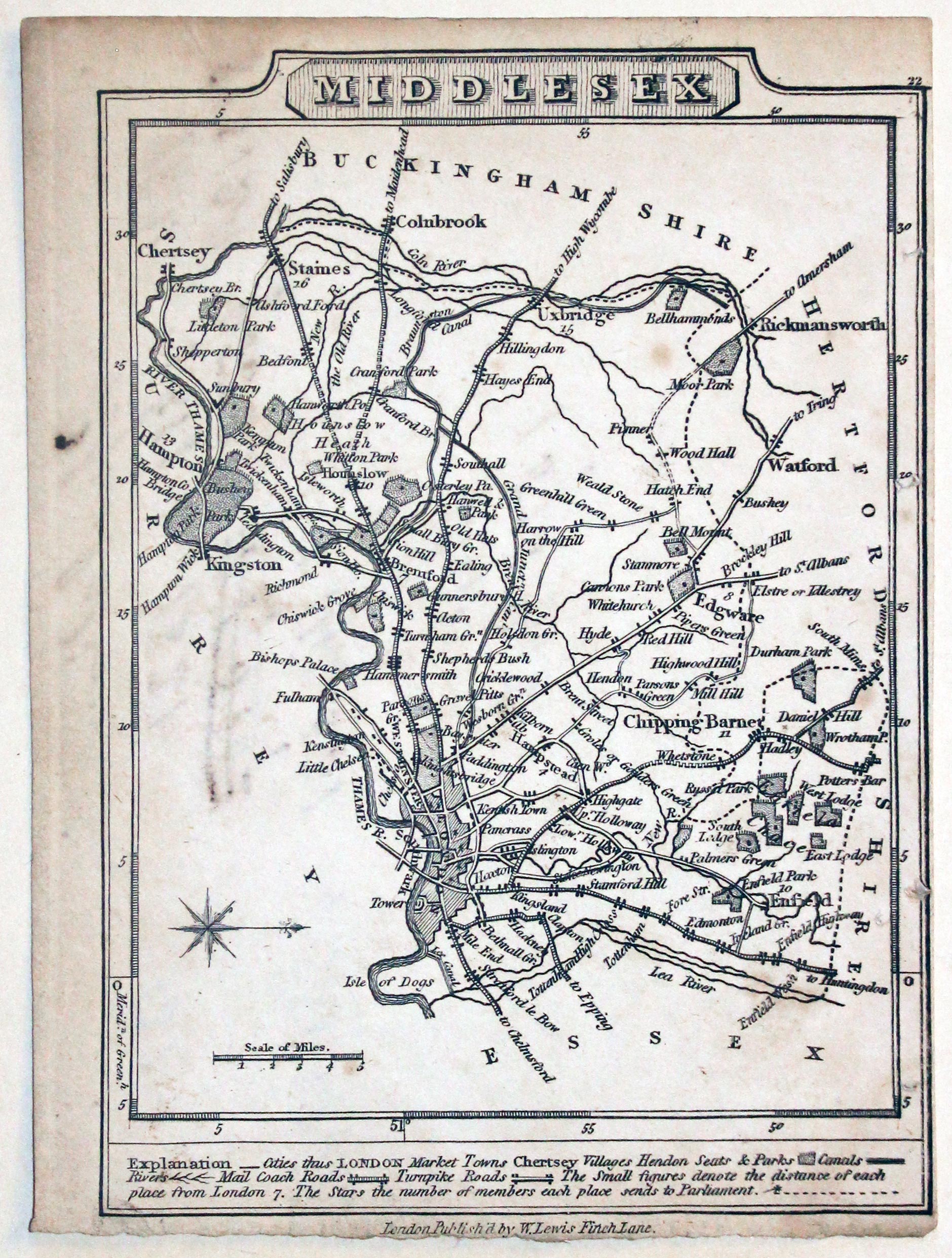 Middlesex by James Wallis and William Lewis c.1819  Middlesex by James Wallis and William Lewis c.1819