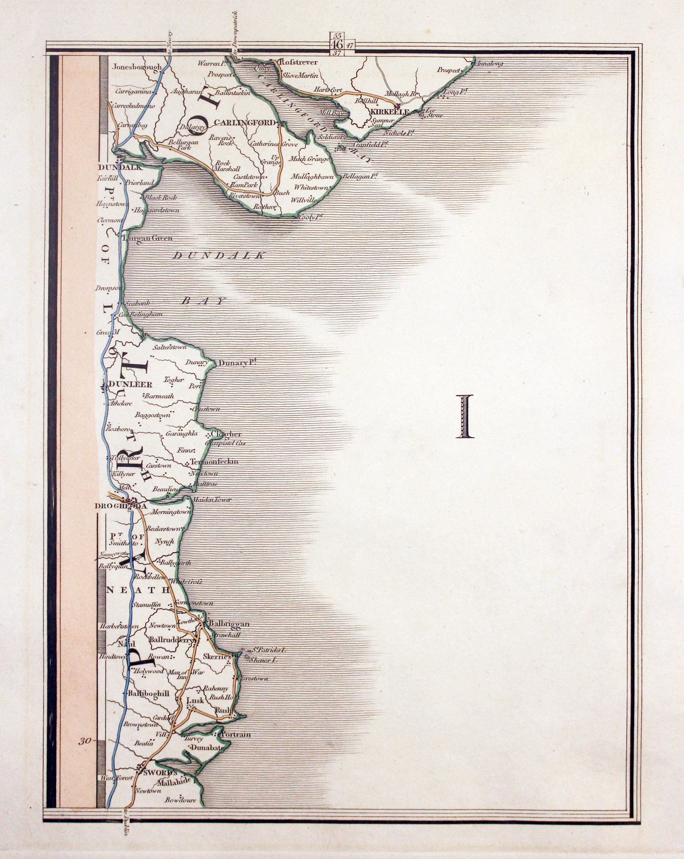 Part of East Coast of Ireland by John Cary 1824  Part of East Coast of Ireland by John Cary 1824