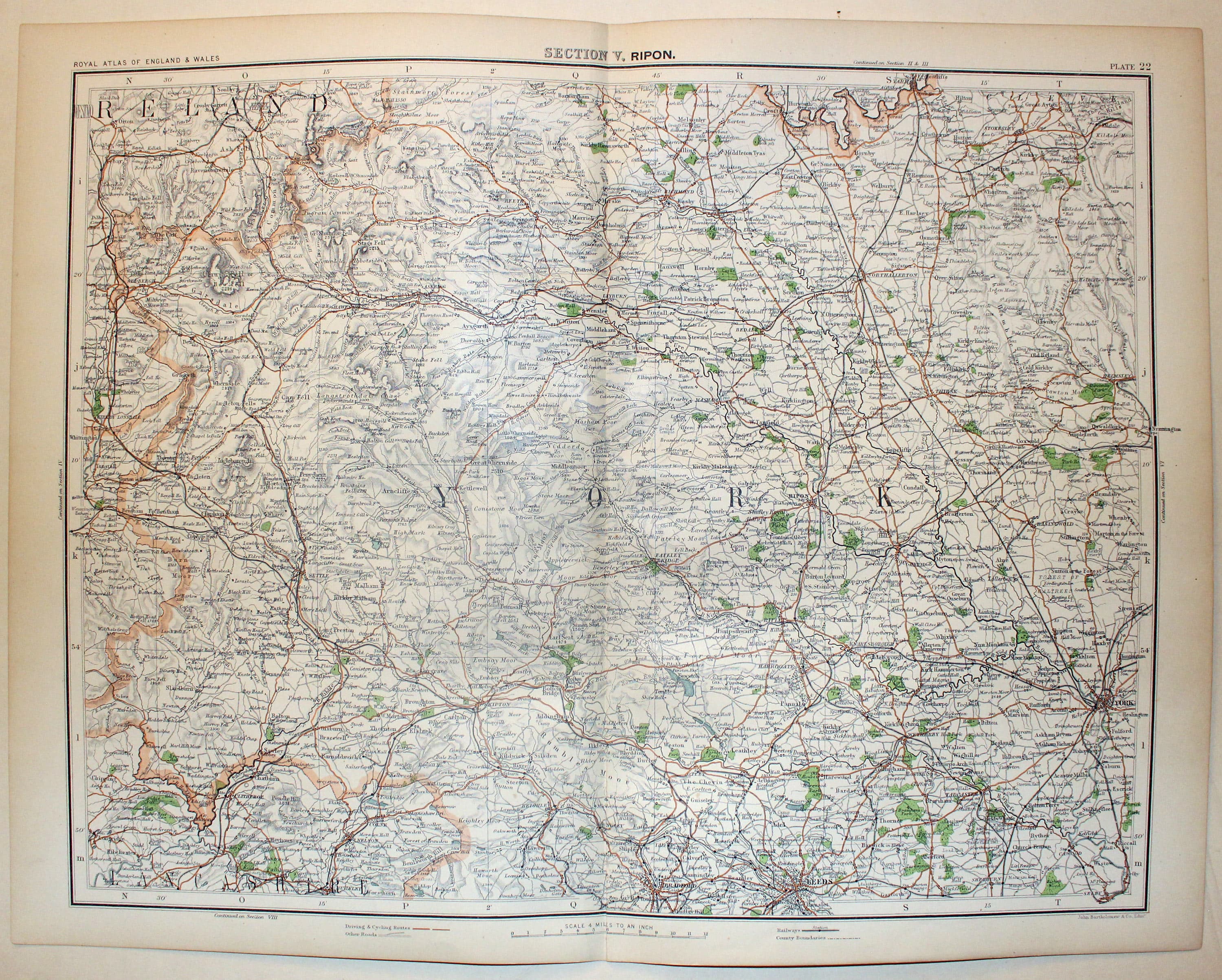 Antique map of North Riding of Yorkshire, Thoms Moule c.1850