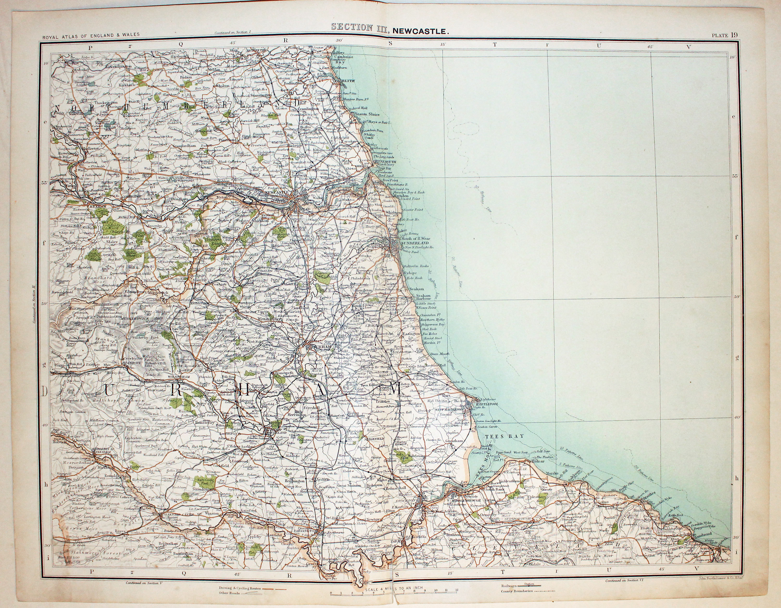 North East England by John Bartholomew c.1898  North East England by John Bartholomew c.1898