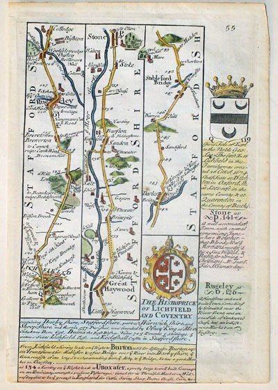 Road Map Lichfield to Chester, John Owen and Emanuel Bowen c.1730