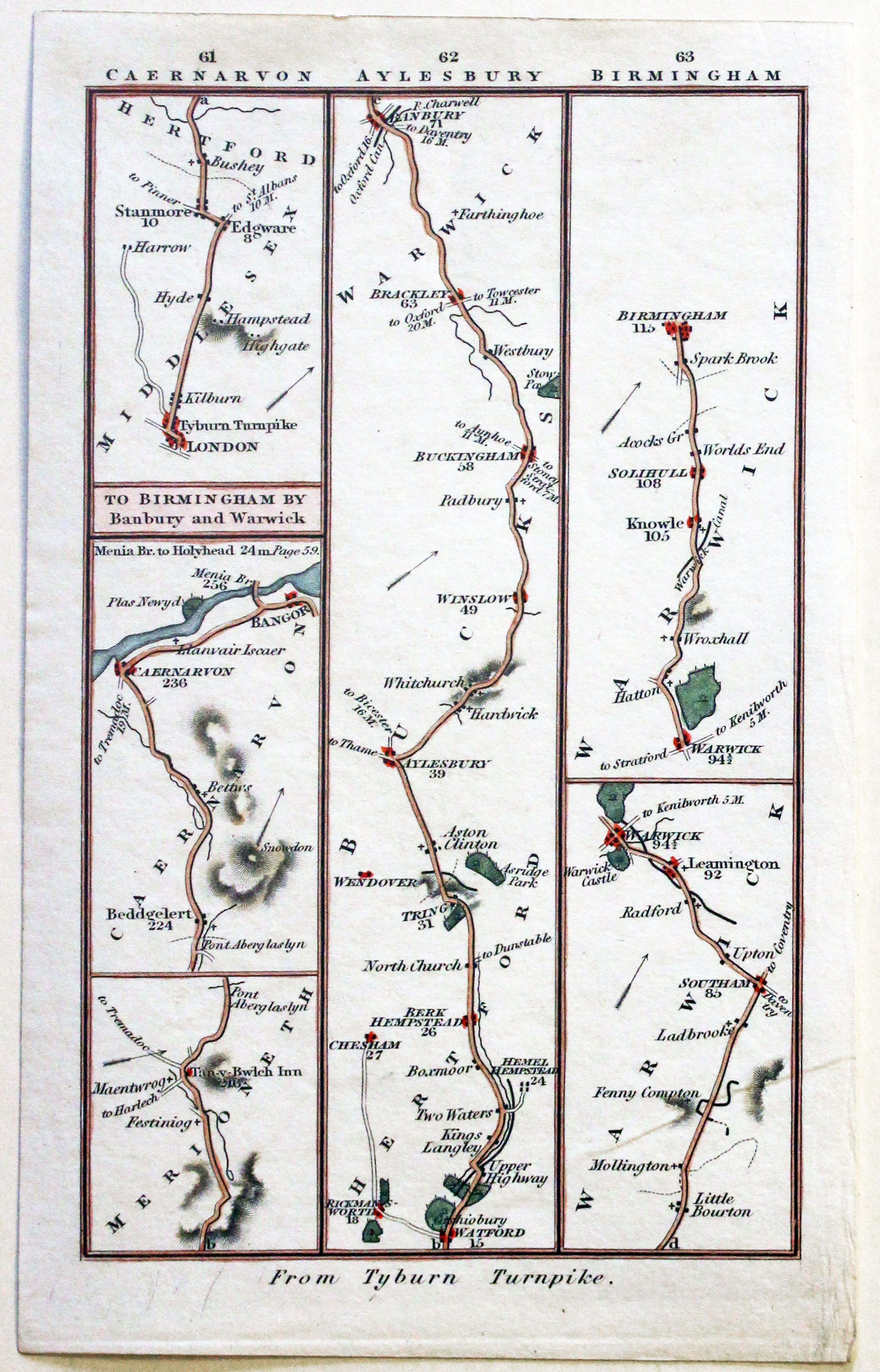 Road map London to Birmingham by Charles Smith 1826  Road map London to Birmingham by Charles Smith 1826
