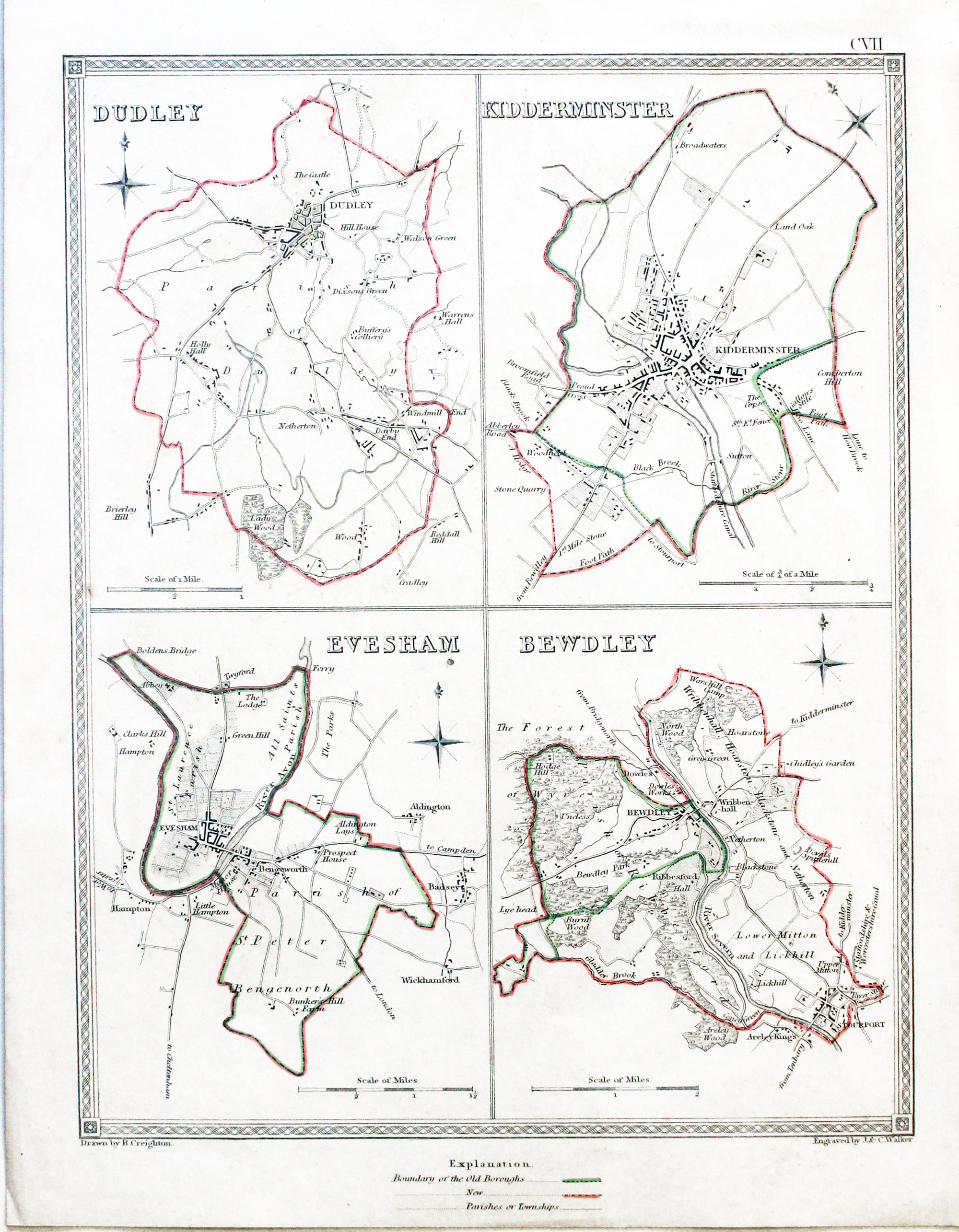 Dudley, Kidderminster, Evesham and Bewley by Creighton and Walker c.1840  Dudley, Kidderminster, Evesham and Bewley by Creighton and Walker c.1840