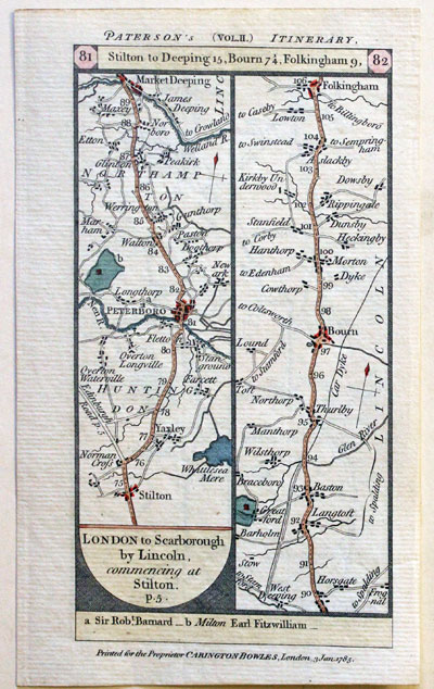  Road ffrom Stilton to FolkinghamCarington Bowles 1785 