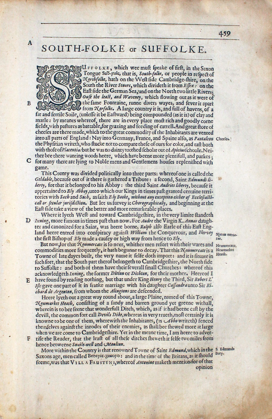 Suffolk Text from Camden's Britannia 1637  Suffolk Text from Camden's Britannia 1637