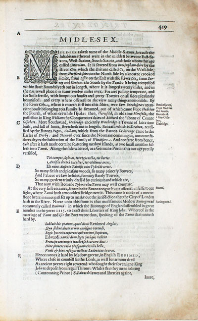  Middlesex Text from Camden's Britannia 1637 