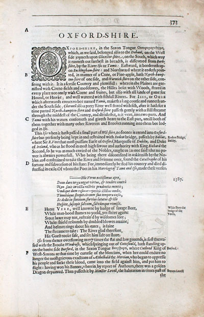 Oxfordshire Text from Camden's Britannia 1637