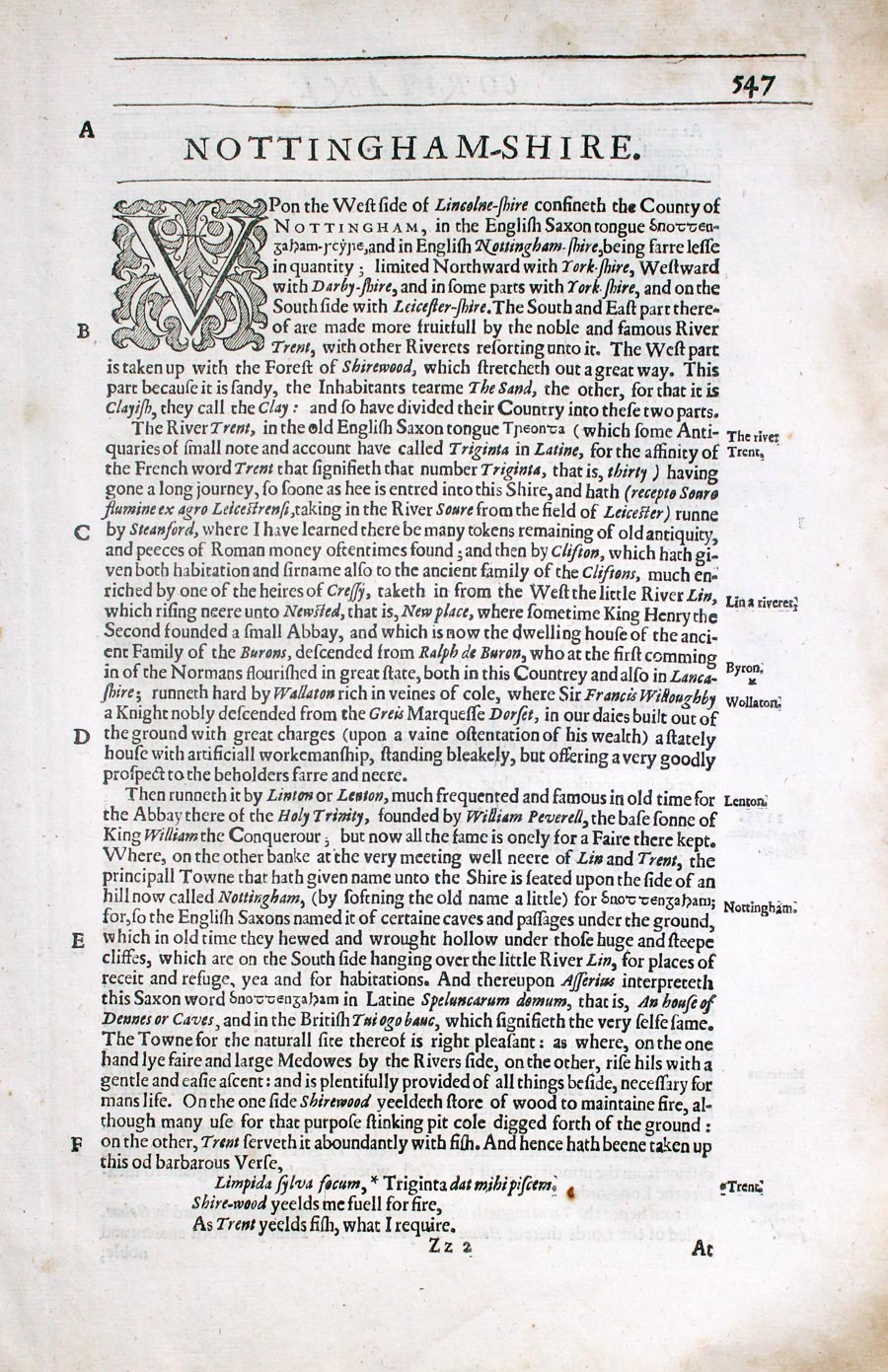 Nottingahmshire text by William Camden 1637 