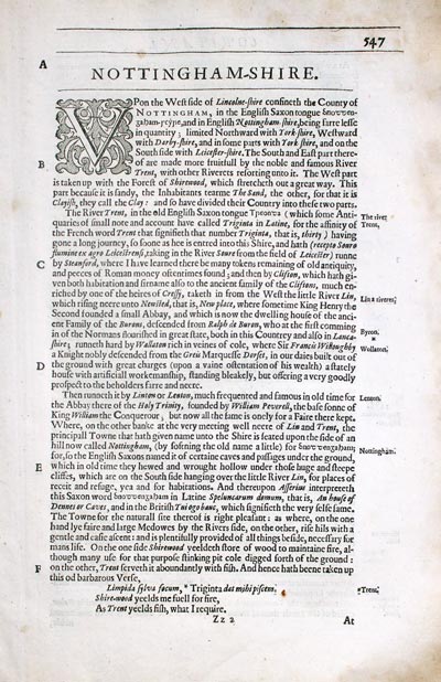 Nottingahmshire text by William Camden 1637 