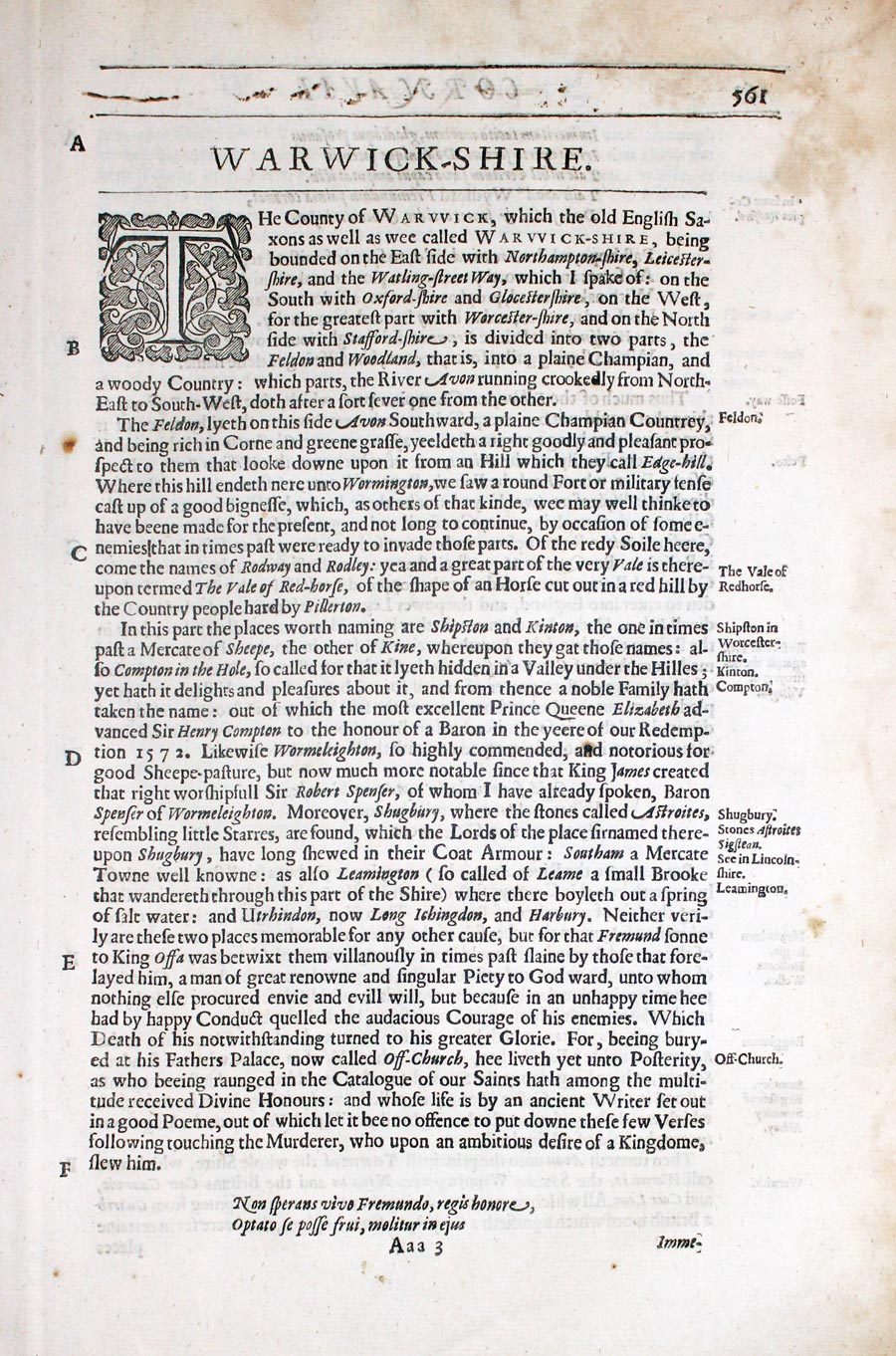 Warwickshire text from Camden's Britannia by  William Camden 1637   Warwickshire text from Camden's Britannia by  William Camden 1637