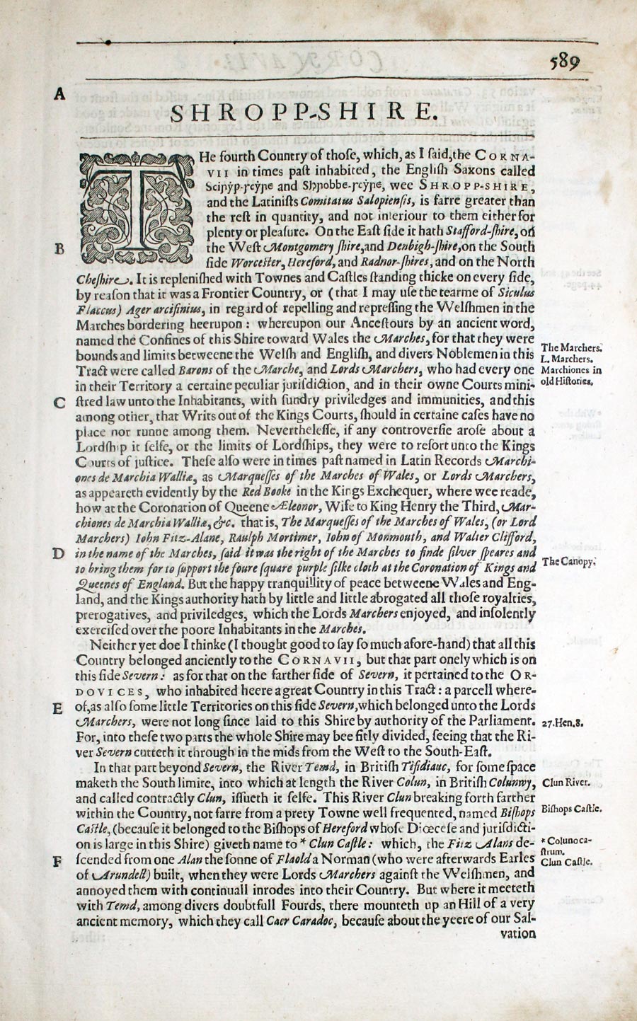 Shropshire text from Camden's Britannia by  William Camden 1637   Shropshire text from Camden's Britannia by  William Camden 1637