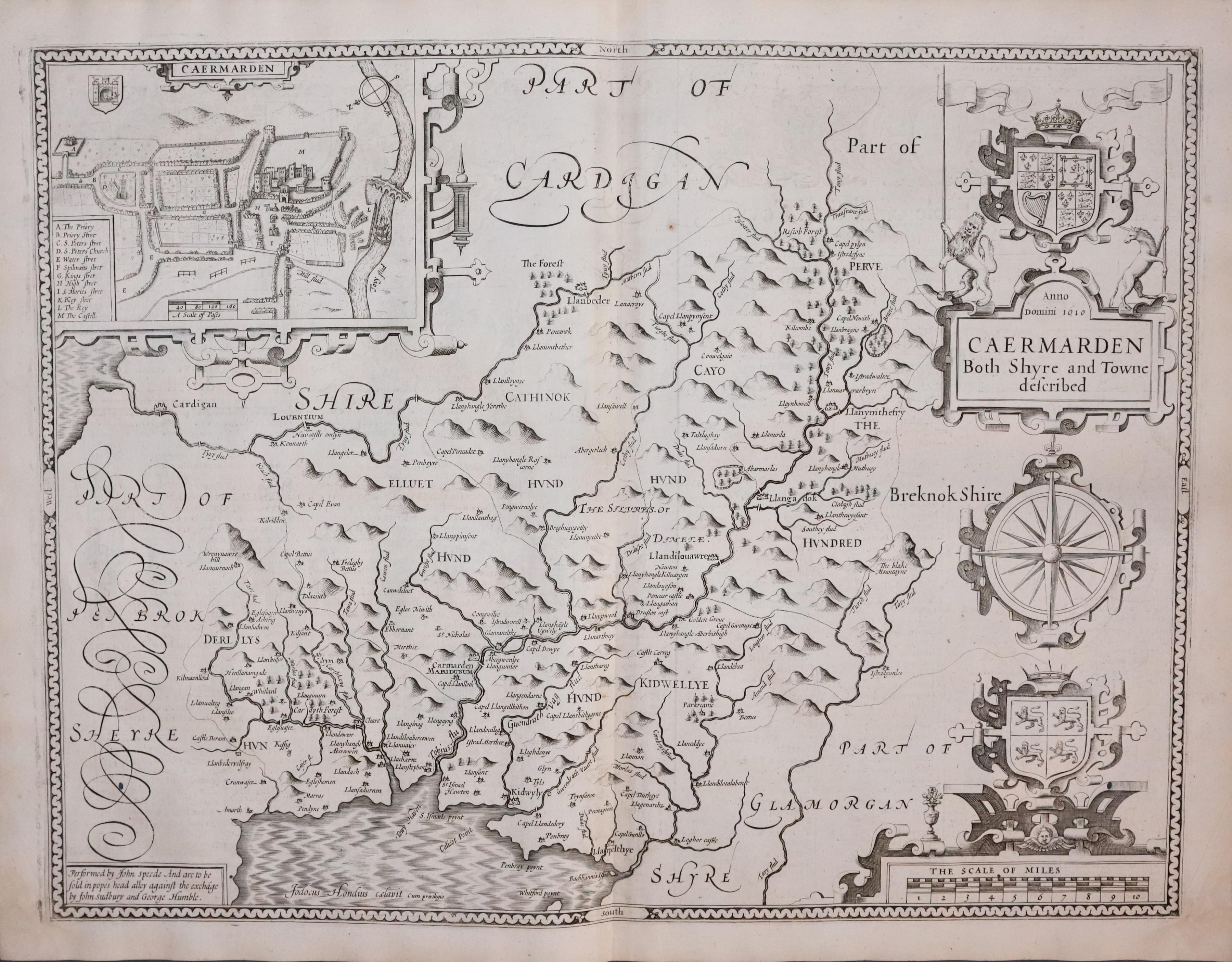 Carmarthenshire by John Speed 1646  Carmarthenshire by John Speed 1646