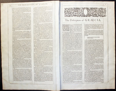 Text on verso of map of Greece by John Speed 1646