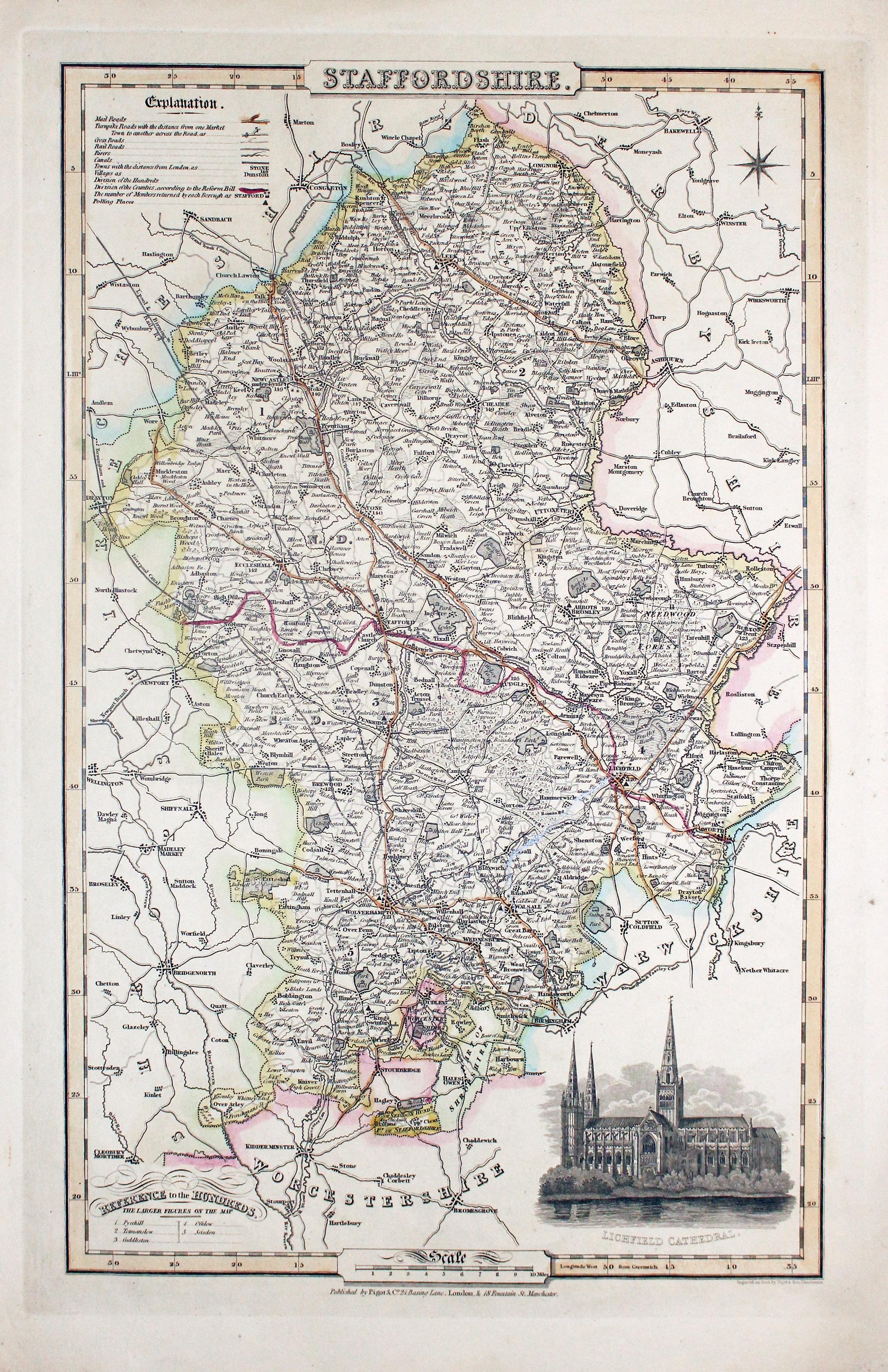 Map of Staffordshire, James Pigot c.1830