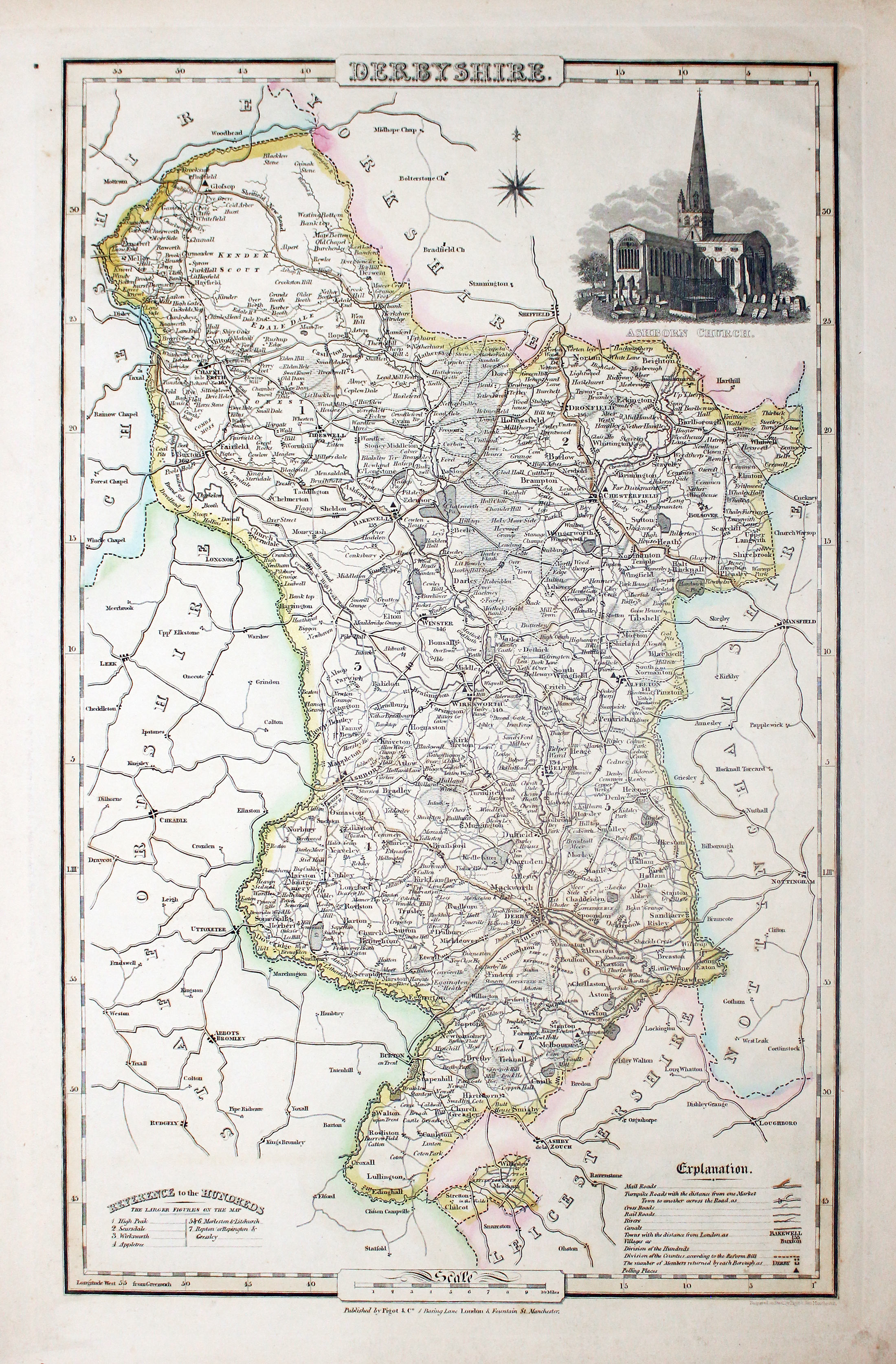 Map of Derbyshire, James Pigot c.1830