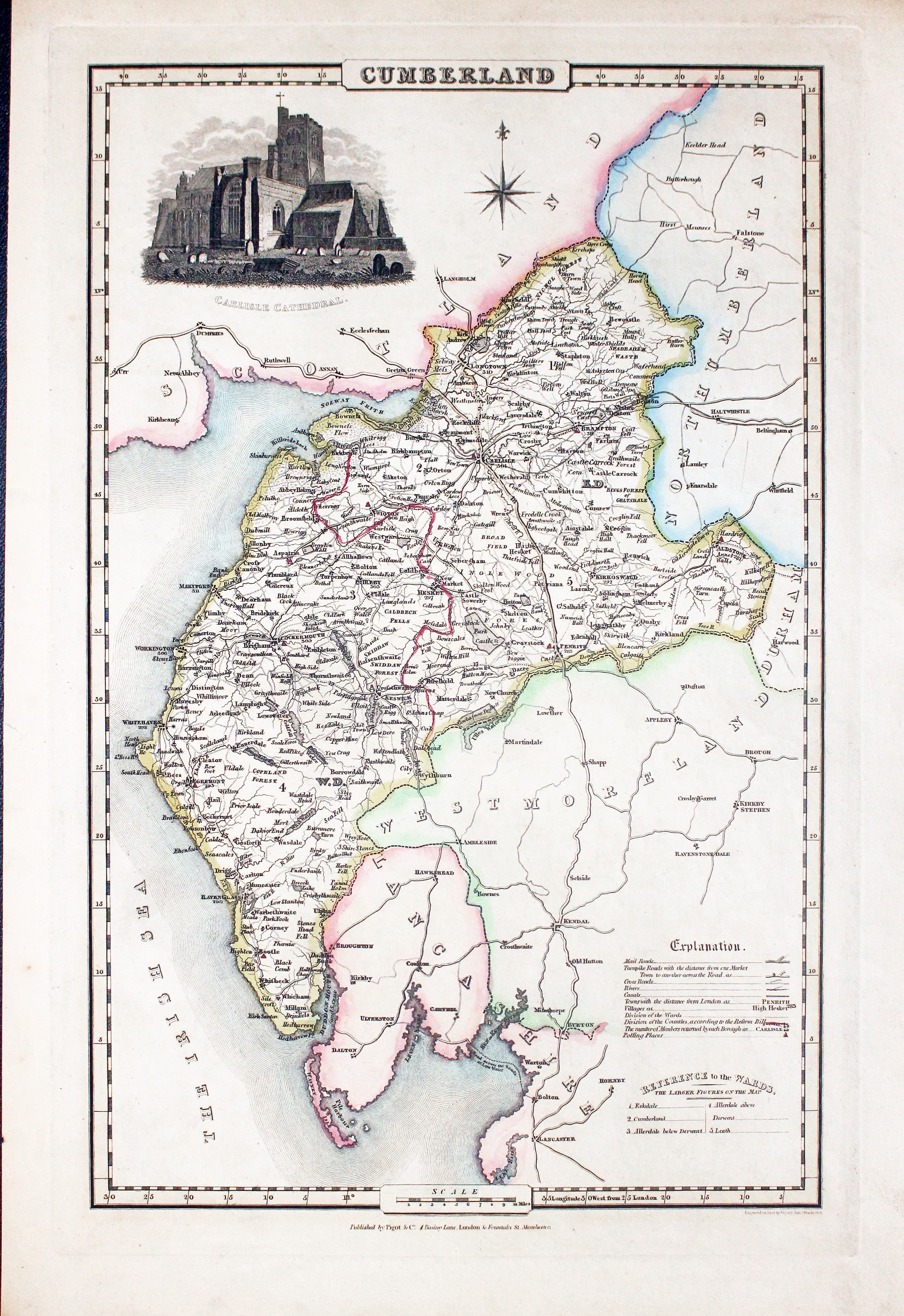 Map of Cumberland, James Pigot c.1830  Map of Cumberland, James Pigot c.1830