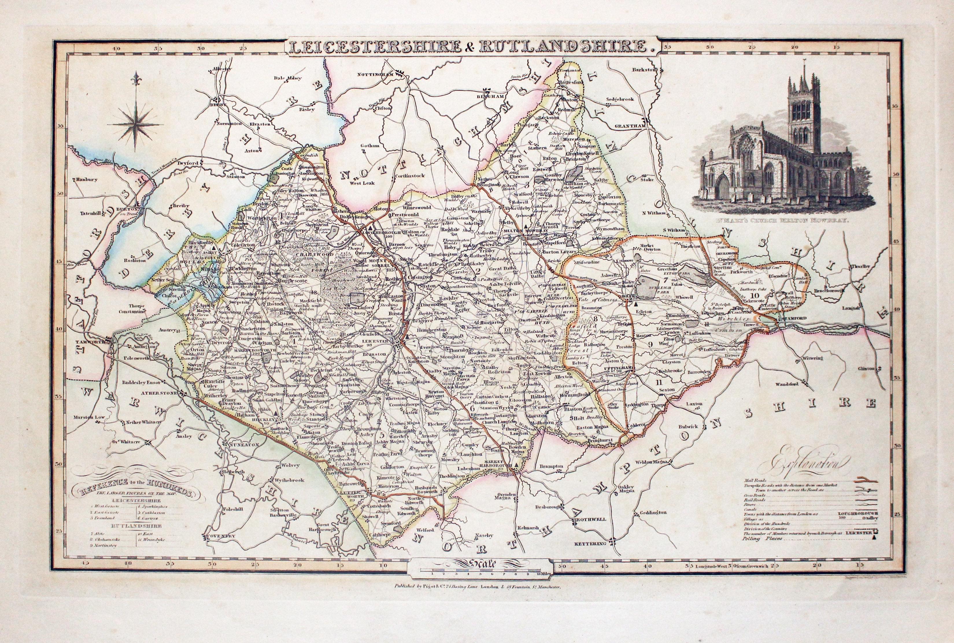 Map of Leicestershire and Rutlandshire, James Pigot c.1830  Map of Leicestershire and Rutlandshire, James Pigot c.1830