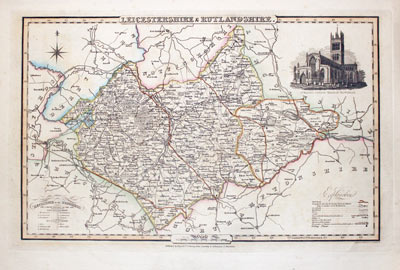 Map of Leicestershire and Rutlandshire, James Pigot c.1830