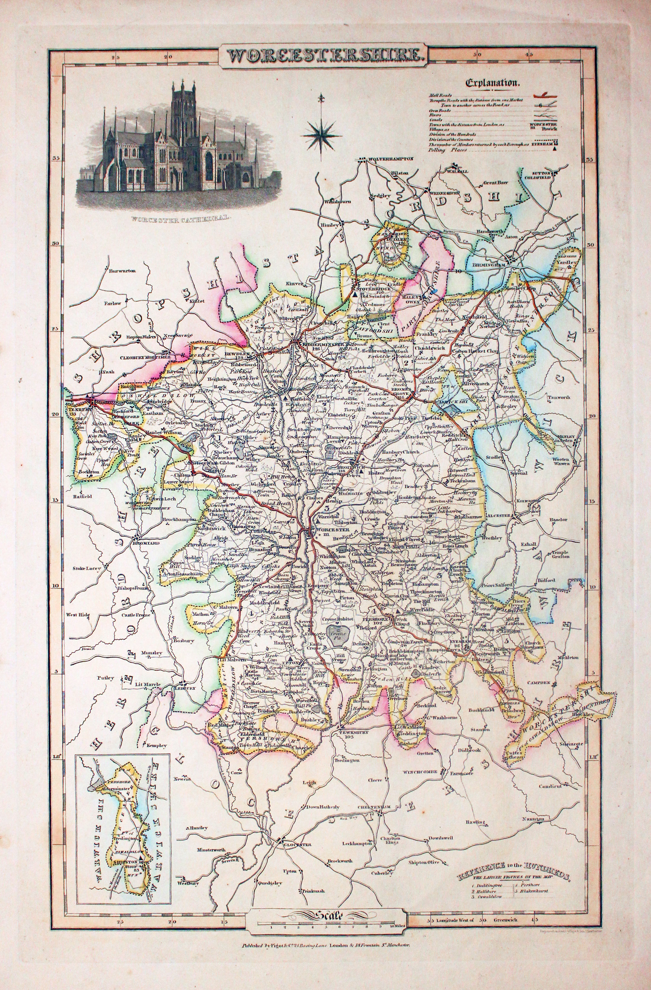 Map of Worcestershire, James Pigot c.1830  Map of Worcestershire, James Pigot c.1830