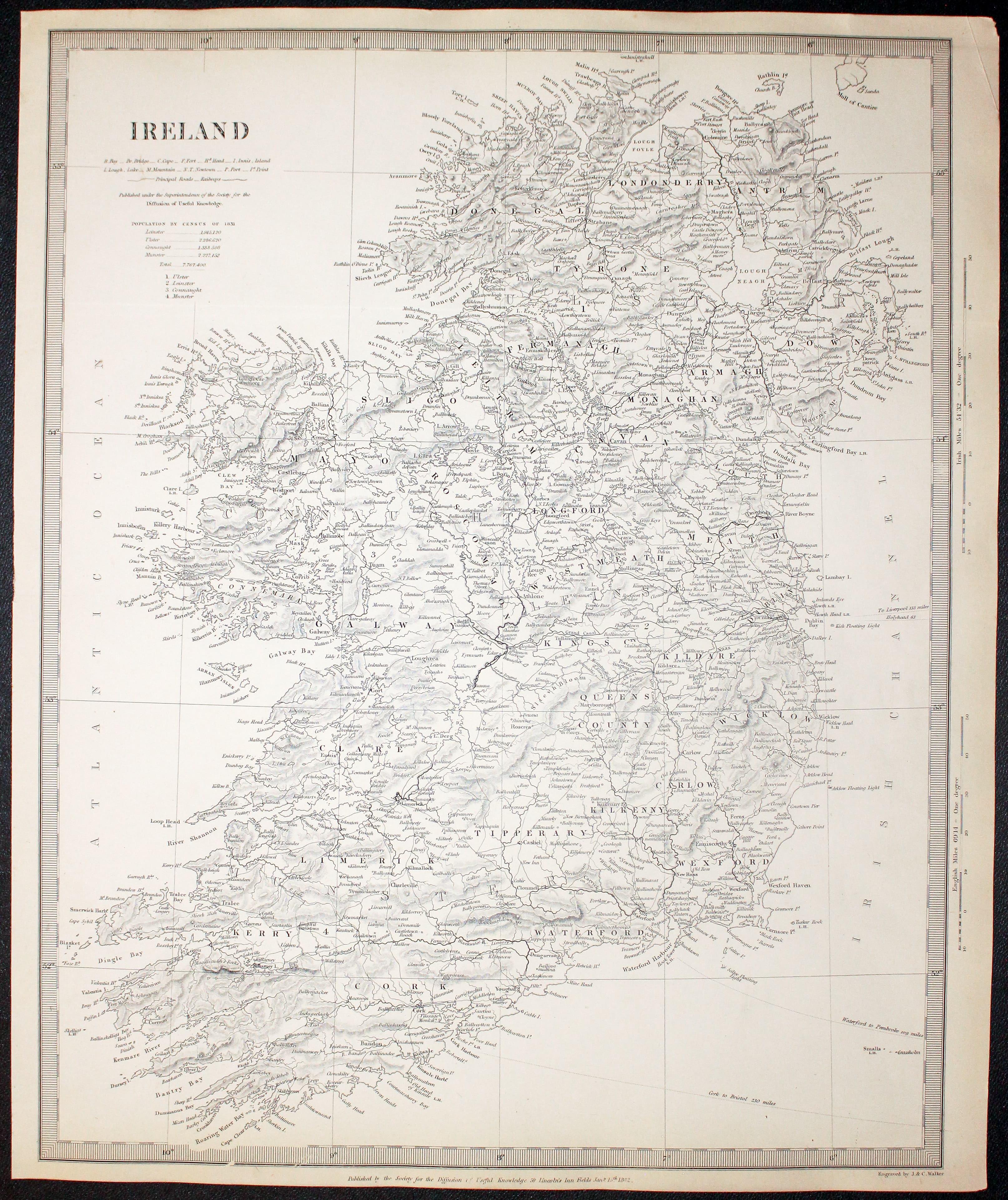 Map of Ireland by S.D.U.K. c.1834