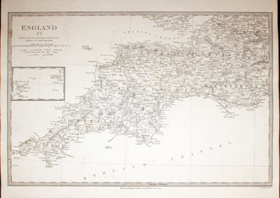  Map of South West England by S.D.U.K. 1830 