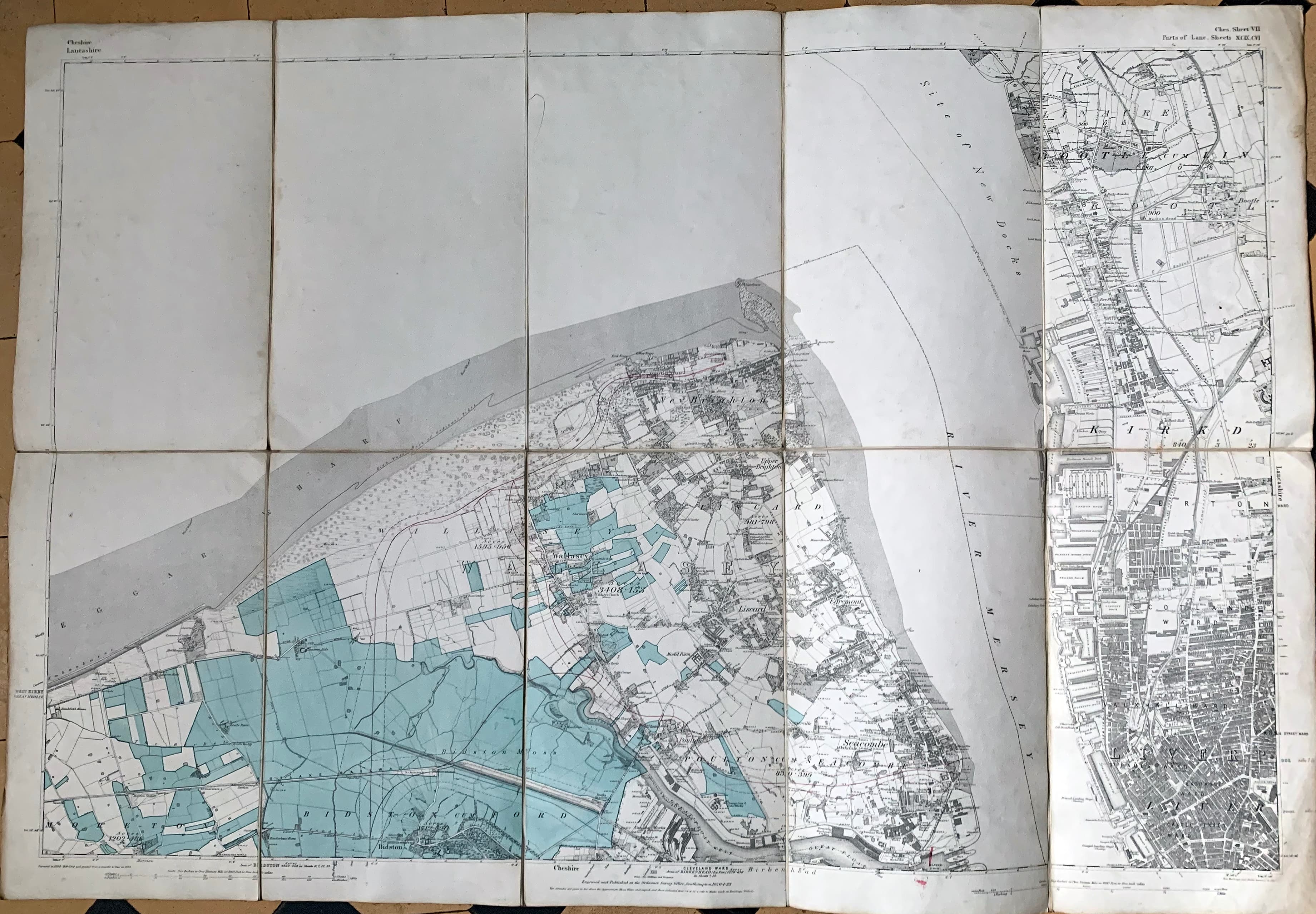 Map of Wirral and Liverpool, c.1900