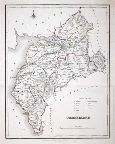 Map of Cumberland by Samuel Lewis 1848