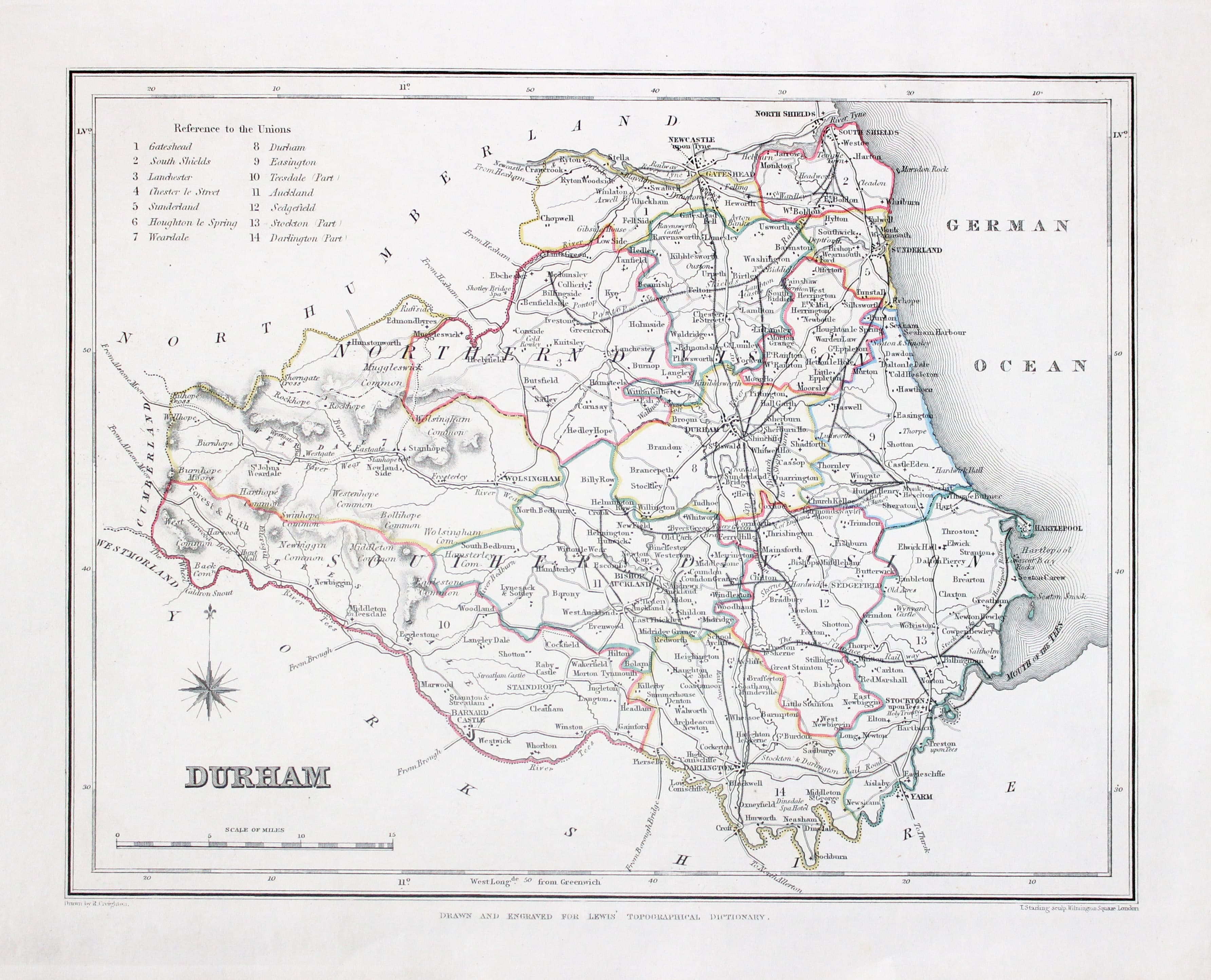 Map of County Durham  by Samuel Lewis 1848  Map of County Durham  by Samuel Lewis 1848