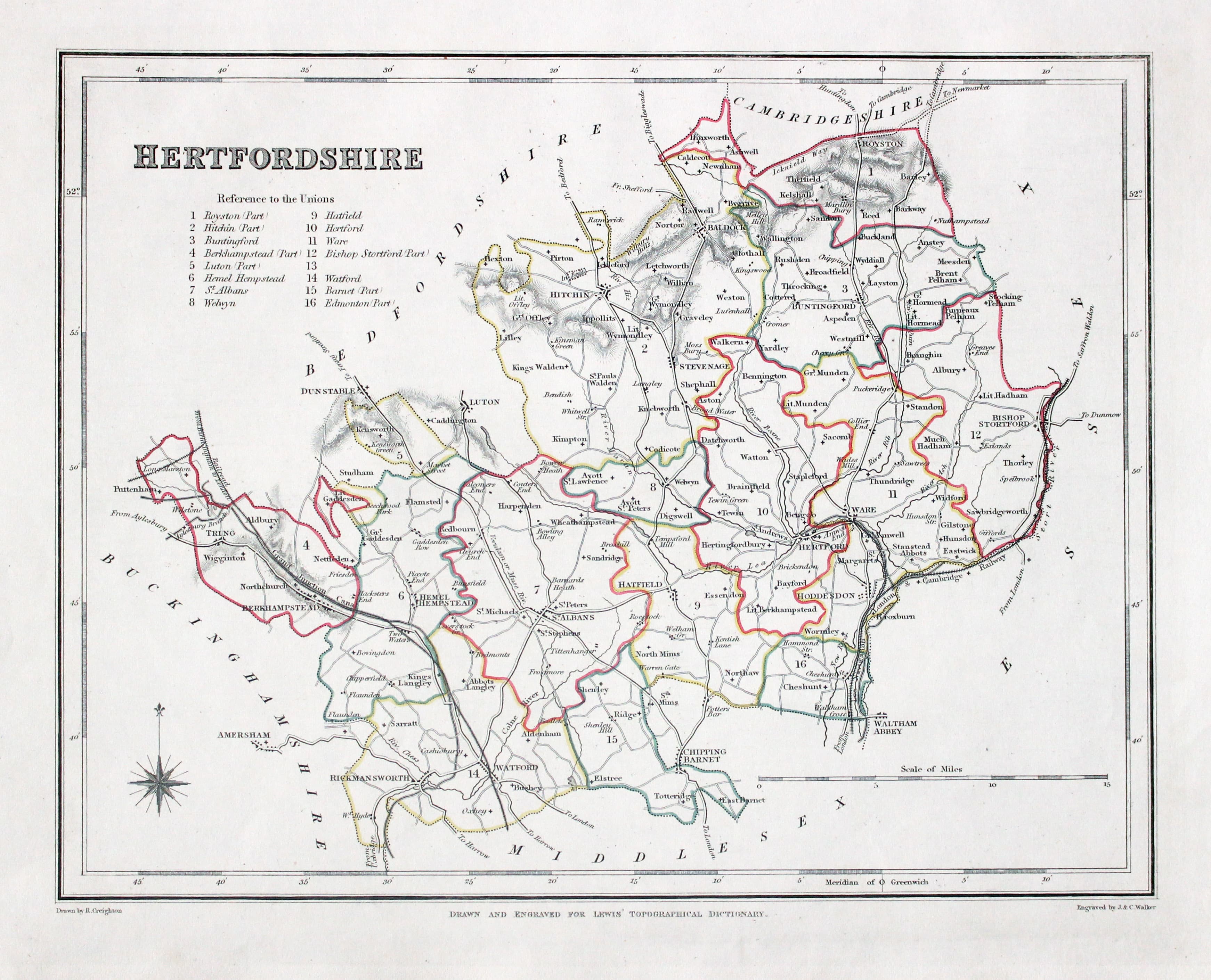 Map of Hertfordshire  by Samuel Lewis 1848  Map of Hertfordshire  by Samuel Lewis 1848