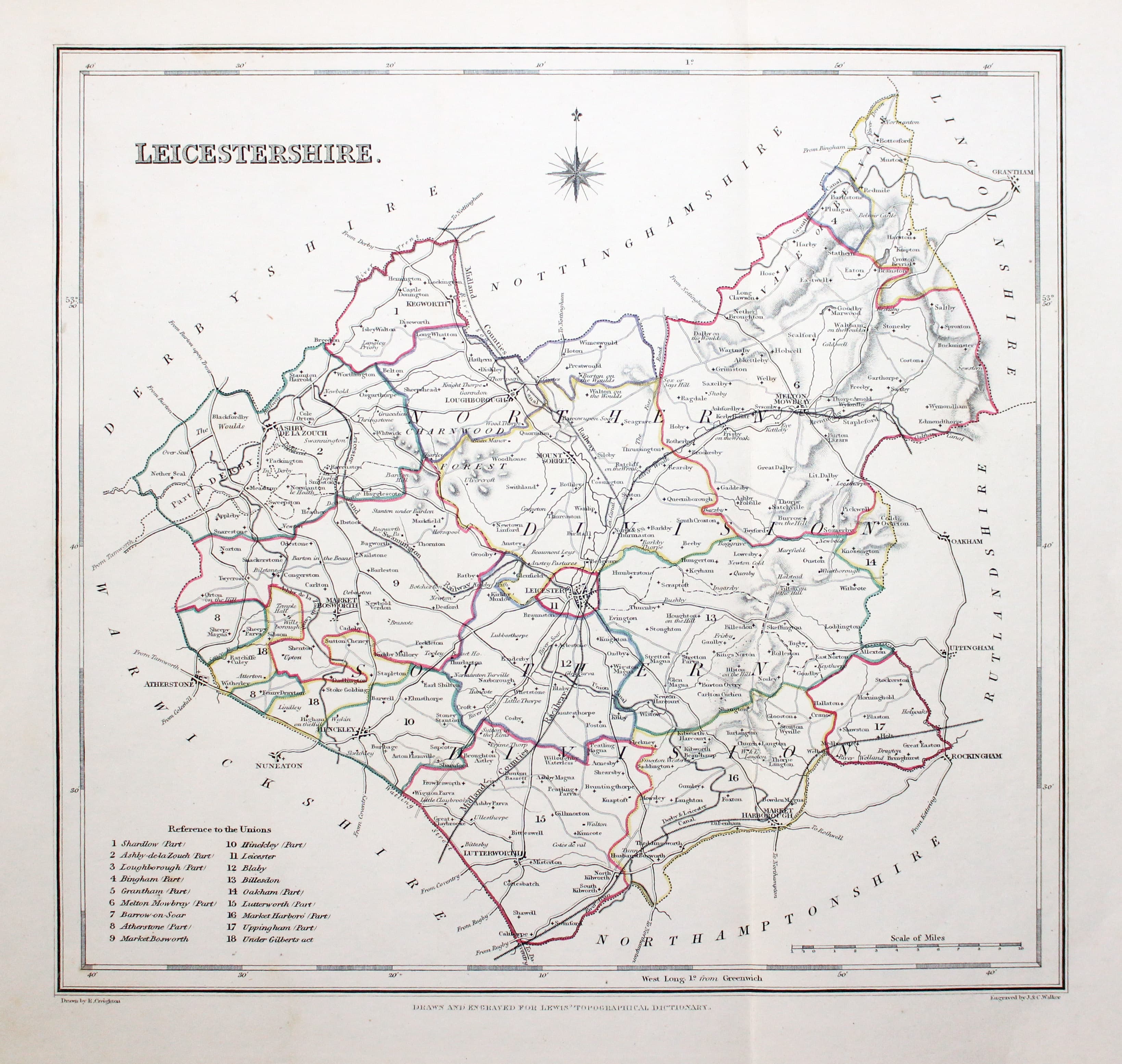 Map of Leicestershire by Samuel Lewis 1848  Map of Leicestershire by Samuel Lewis 1848