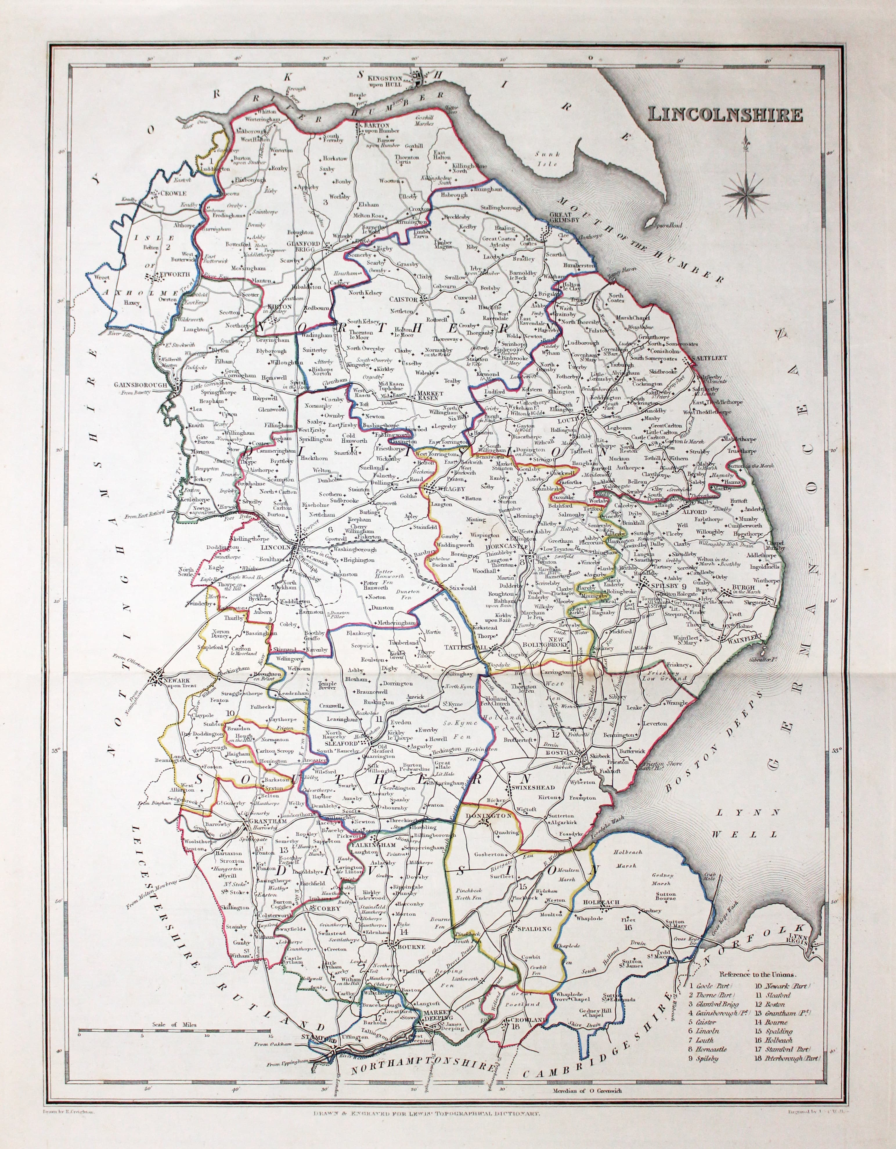 Map of Lincolnshire by Samuel Lewis 1848